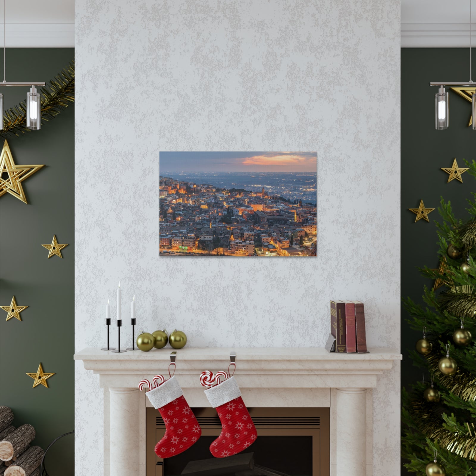 Rome Night Skyline Canvas Artwork High-Quality Breathtaking Stunning Cityscape for Home Decor Ready to Hang-Express Your Love Gifts