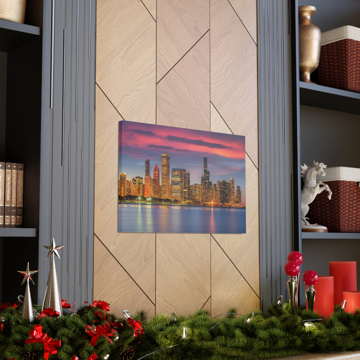 Las Vegas Night Skyline Canvas Artwork High-Quality Breathtaking Stunning Cityscape for Home Decor Ready to Hang-Express Your Love Gifts