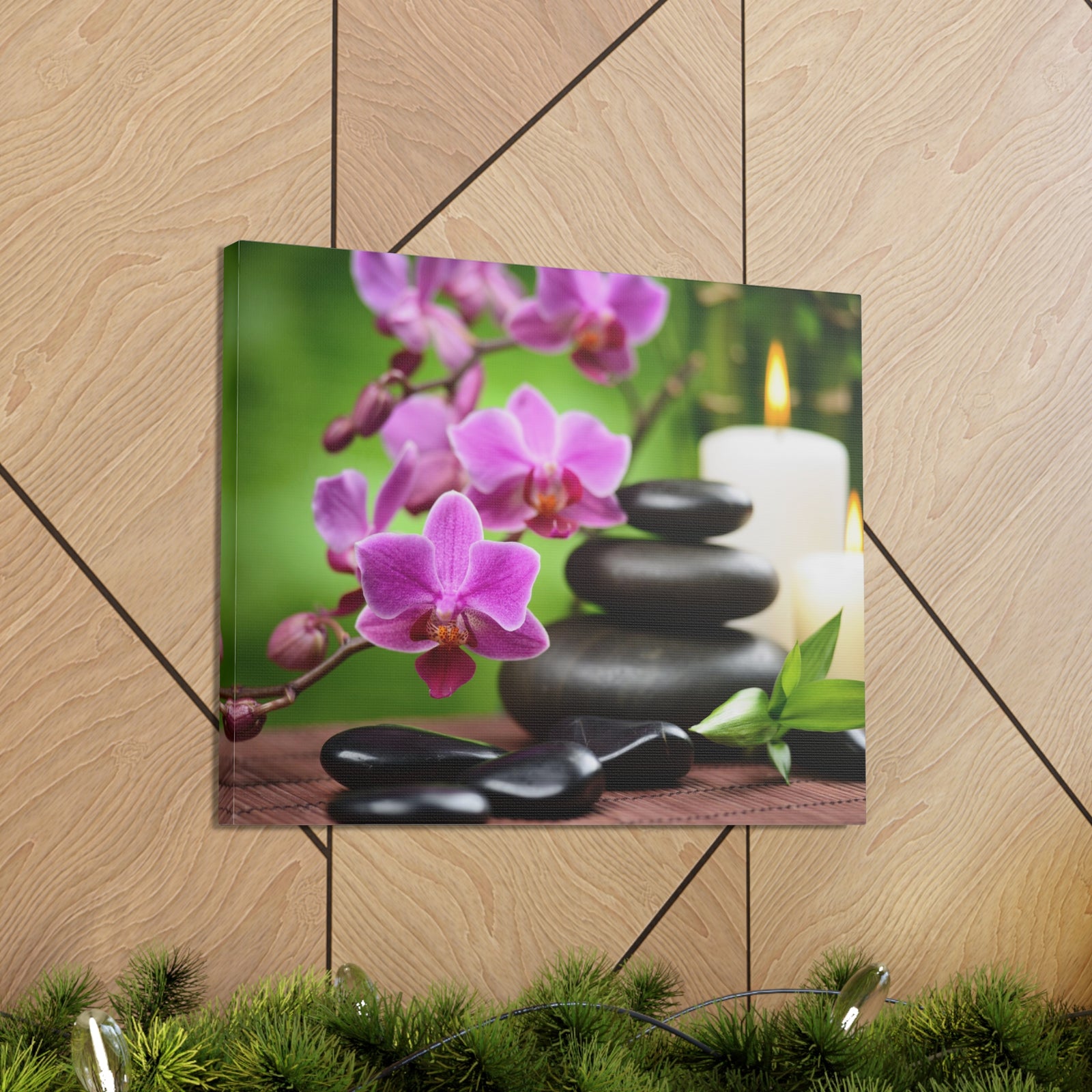 Bamboo on the Wood Forest Floral Nature Photography Canvas Wall Art for Home Decor Ready-to-Hang-Express Your Love Gifts