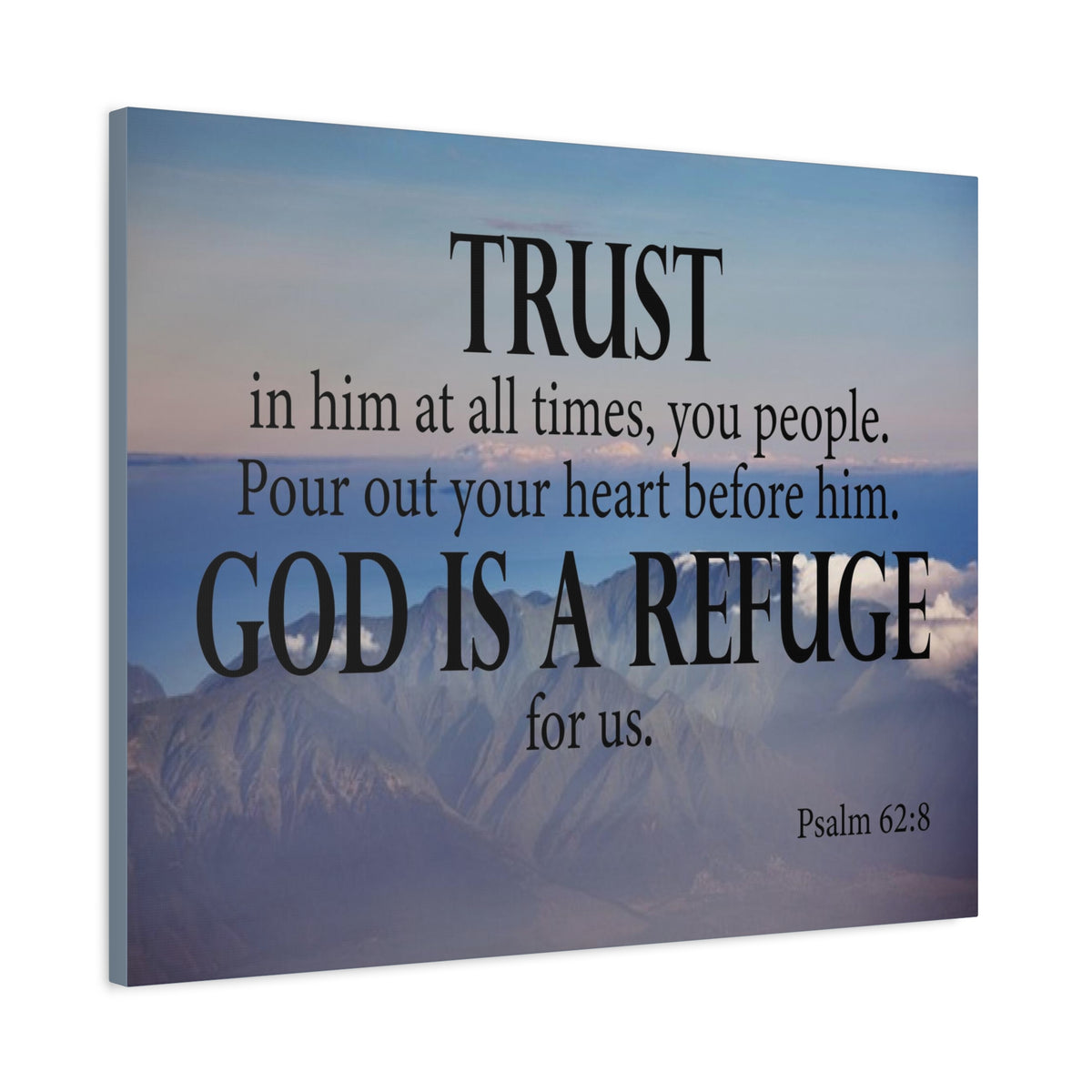 Bible Verse Canvas God is Refuge for Us Psalm 62:8 Wall Art Christian Home Decor-Express Your Love Gifts