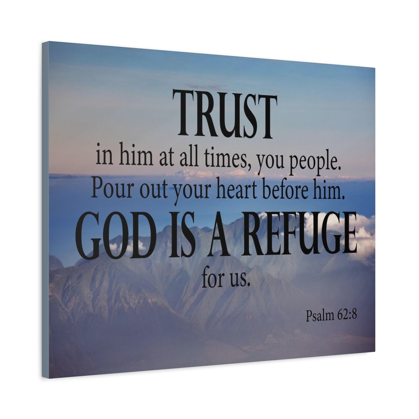 Bible Verse Canvas God is Refuge for Us Psalm 62:8 Wall Art Christian Home Decor-Express Your Love Gifts