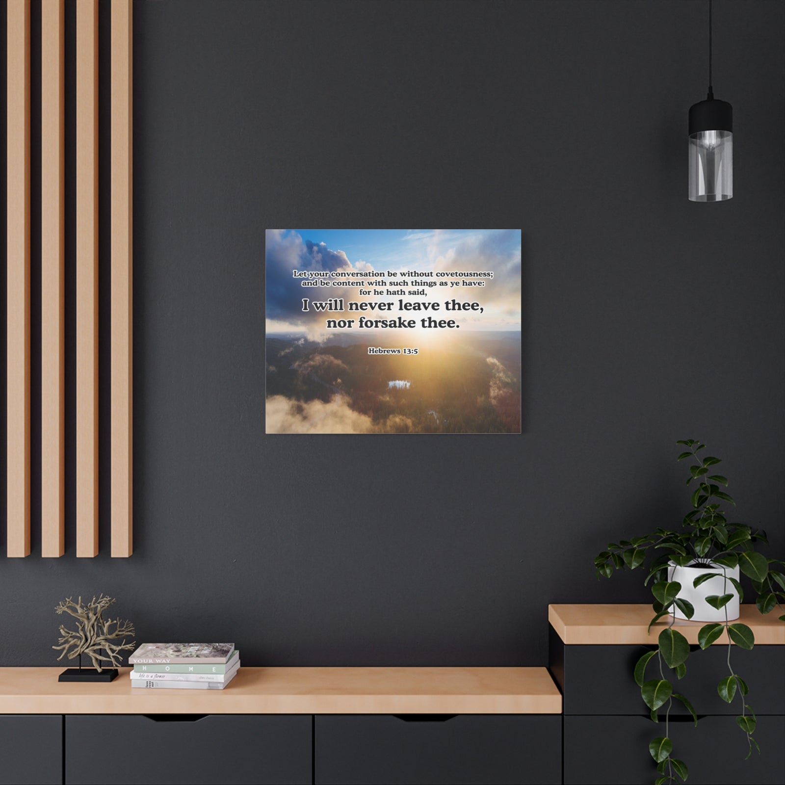 Bible Verse Canvas Never Leave or Forsake You Hebrews 13:5 Christian Wall Art Print Ready to Hang Unframed-Express Your Love Gifts