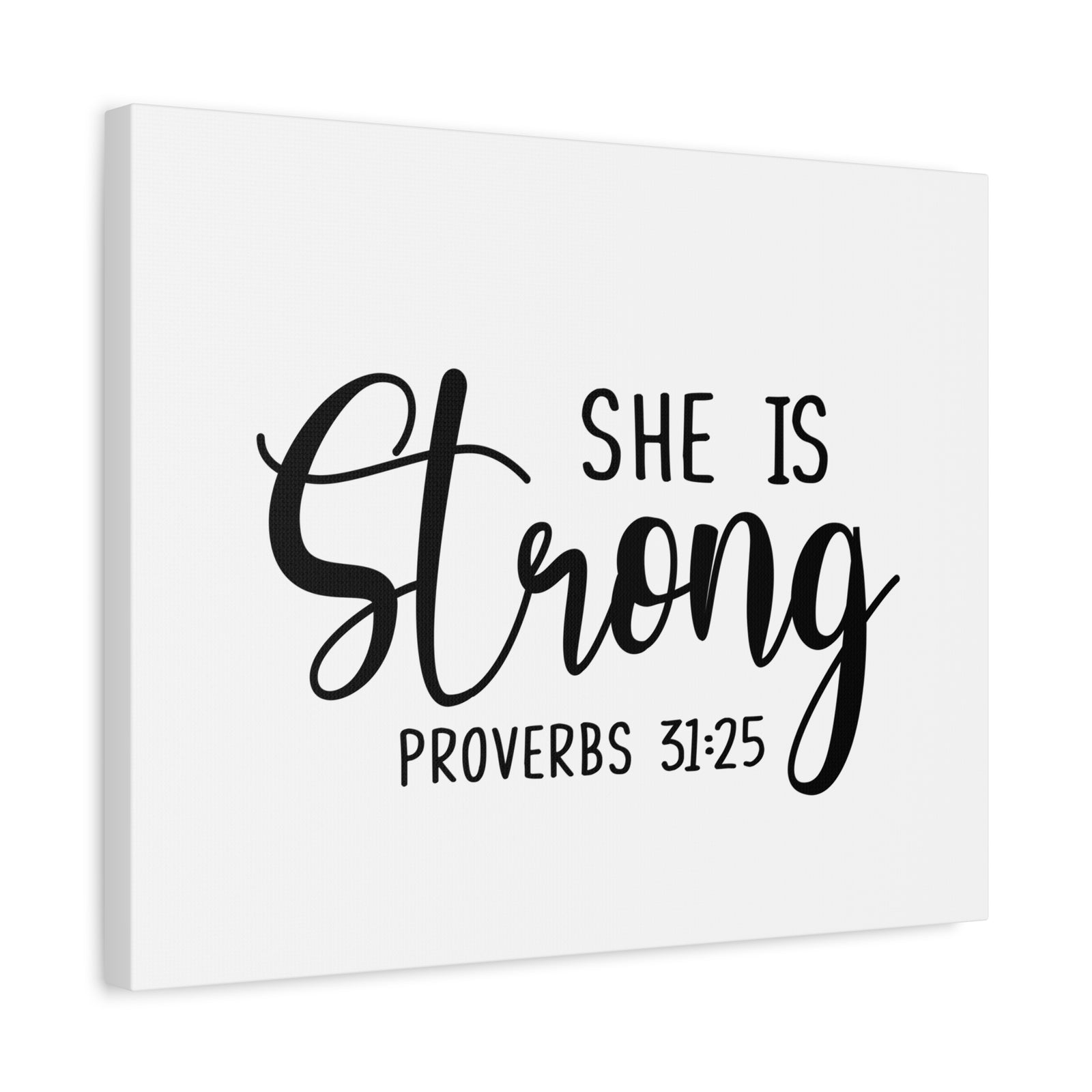 Scripture Canvas She Is Strong Proverbs 31:25 Christian Wall Art Bible Verse Print Ready to Hang-Express Your Love Gifts