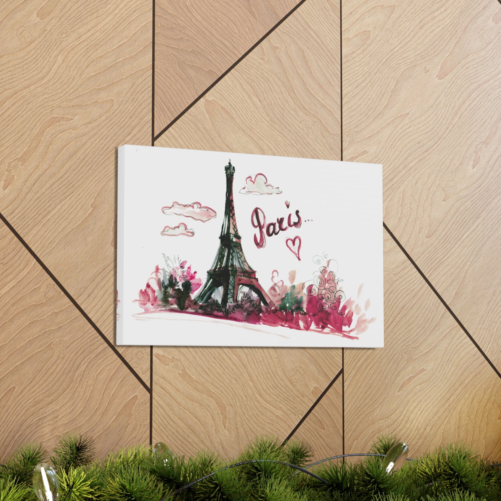 Pink Eiffel Tower Illustration Paris France Canvas Artwork High-Quality Breathtaking French City for Home Decor Ready to Hang-Express Your Love Gifts