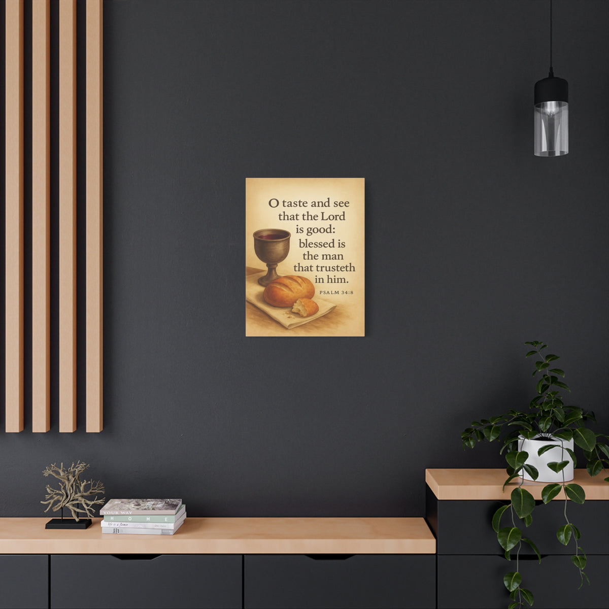 Bible Verse Canvas Psalm 34:8 Christian Home Décor Wall Art Scripture Ready to Hang Faith Print-Express Your Love Gifts