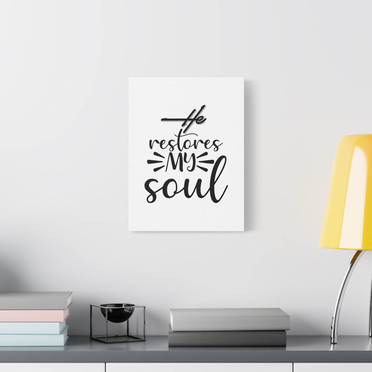 Scripture Canvas He Restores My Soul Psalm 23:3 Christian Wall Art Bible Verse Print Ready to Hang-Express Your Love Gifts