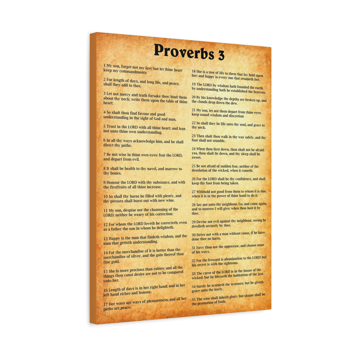 Scripture Walls Proverbs Chapter 3 Gold Bible Canvas Christian Wall Art Ready to Hang Unframed-Express Your Love Gifts