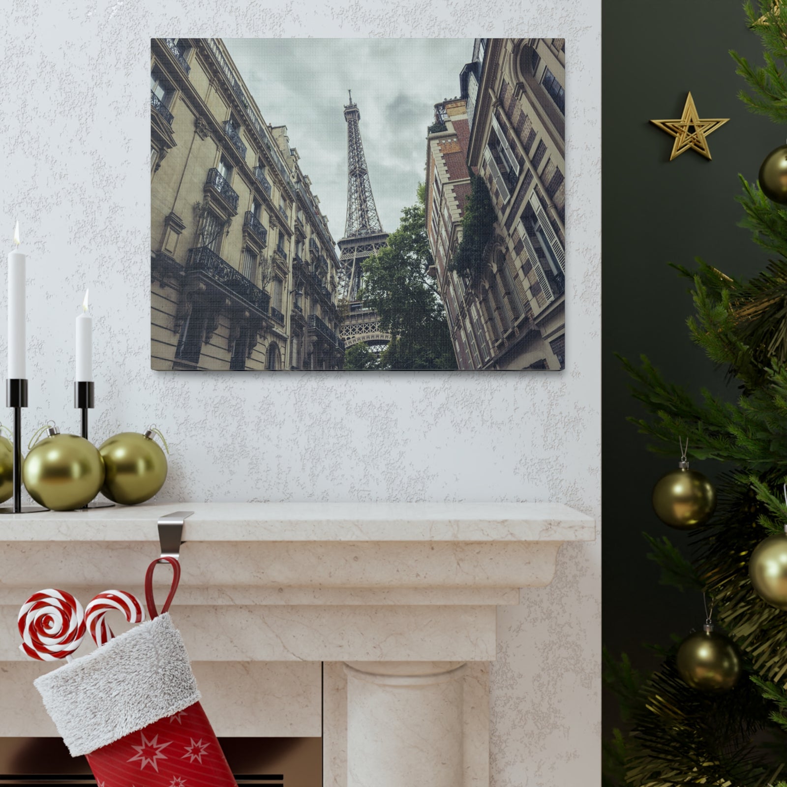 Paris Eiffel Tower Street View France Canvas Artwork High-Quality Breathtaking French City for Home Decor Ready to Hang-Express Your Love Gifts