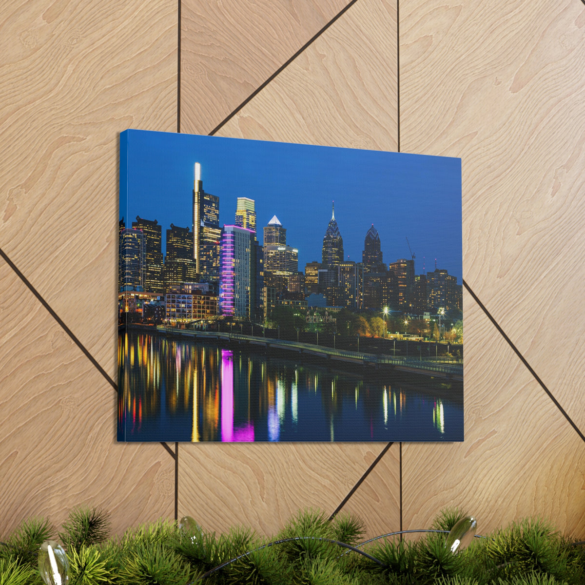 Philadelphia Night Skyline Canvas Artwork High-Quality Breathtaking Stunning Cityscape for Home Decor Ready to Hang-Express Your Love Gifts