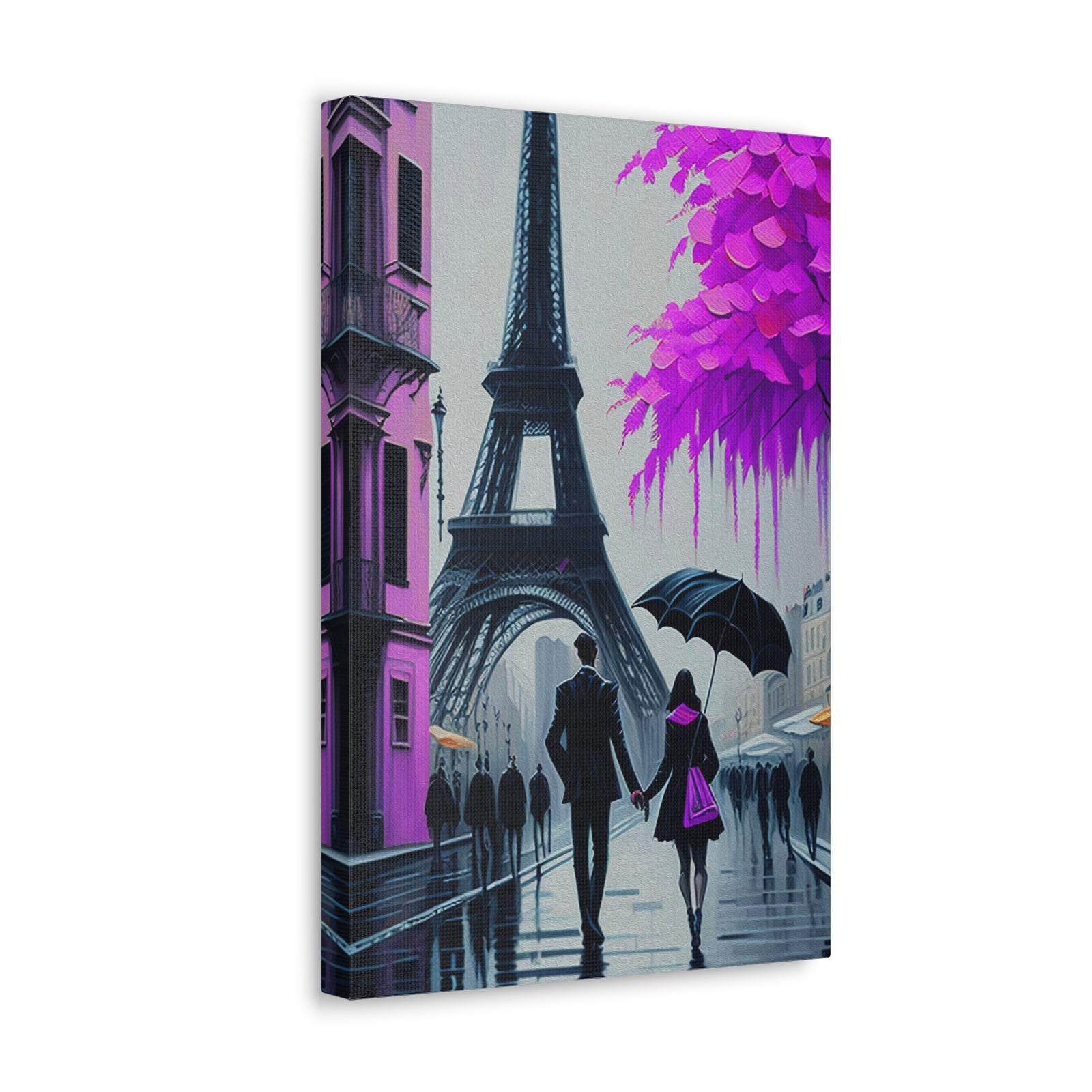Romantic Couple Paris Eiffel Tower France Canvas Artwork High-Quality Breathtaking French City for Home Decor Ready to Hang-Express Your Love Gifts