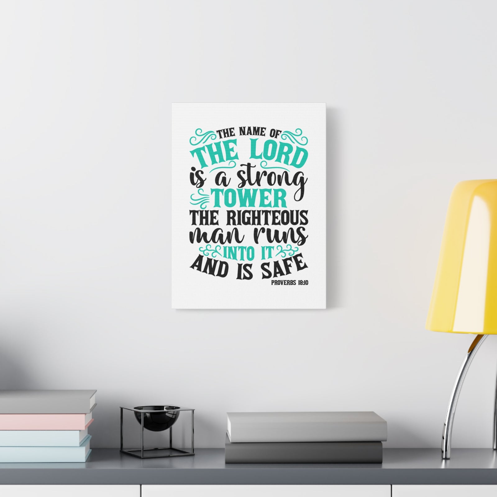 Scripture Canvas The Lord Is A Strong Tower Proverbs 18:10 Christian Wall Art Bible Verse Print Ready to Hang-Express Your Love Gifts
