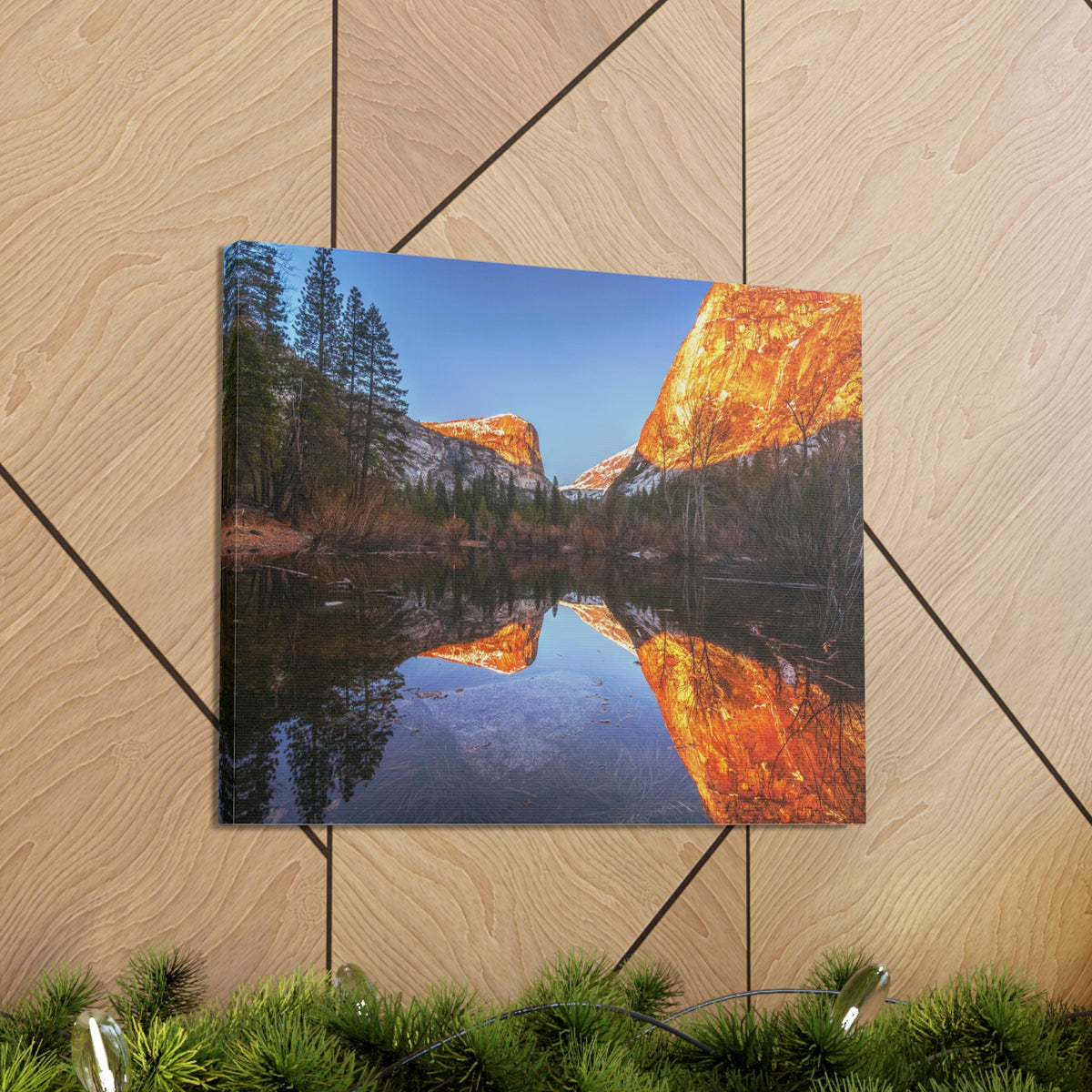 Mountain Golden Hour Lake Nature Wilderness Photography Canvas Wall Art for Home Decor Ready-to-Hang-Express Your Love Gifts