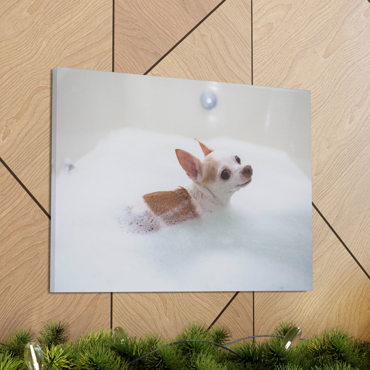 Cute Chihuahua Bathee Canvas Wall Art for Home Decor Ready-to-Hang-Express Your Love Gifts