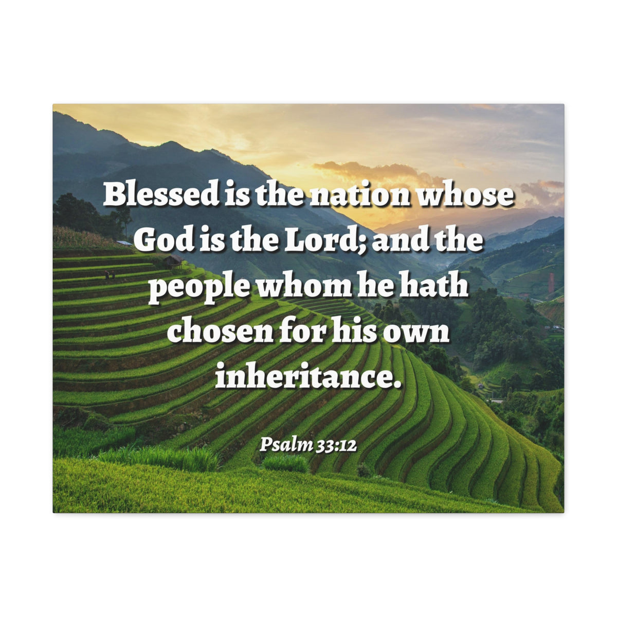 Scripture Walls Blessed Is The Nation Psalm 33:12 Bible Verse Canvas Christian Wall Art Ready to Hang-Express Your Love Gifts