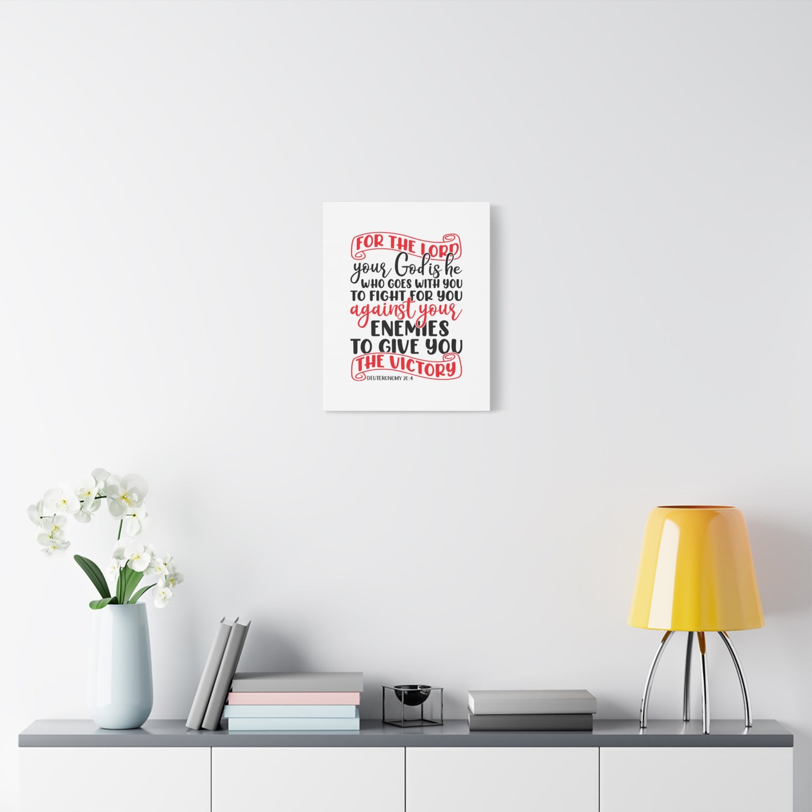 Scripture Canvas For The Lord Deuteronomy 20:4 Christian Wall Art Bible Verse Print Ready to Hang-Express Your Love Gifts
