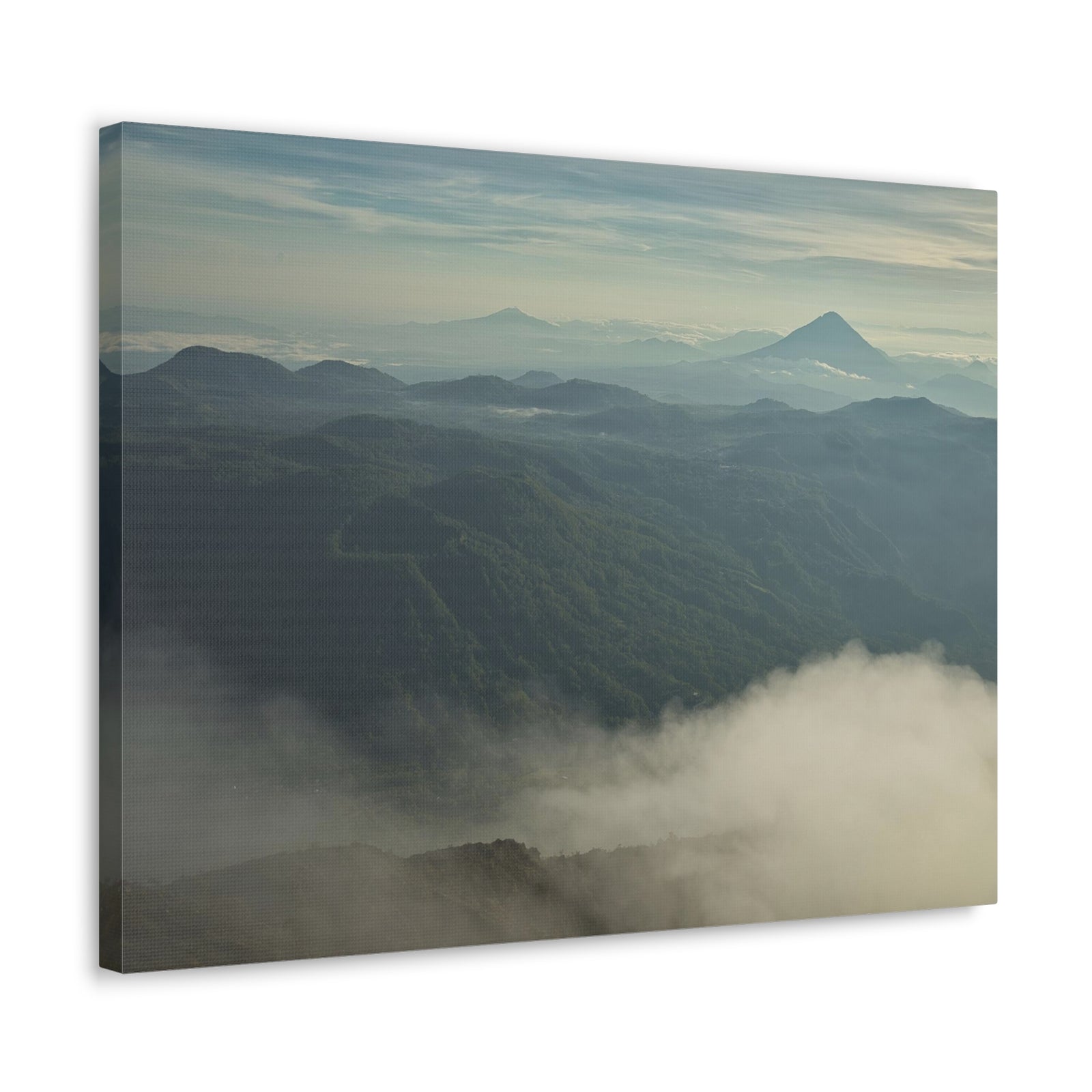 Misty Mountains Green Forest Nature Wilderness Photography Canvas Wall Art for Home Decor Ready-to-Hang-Express Your Love Gifts