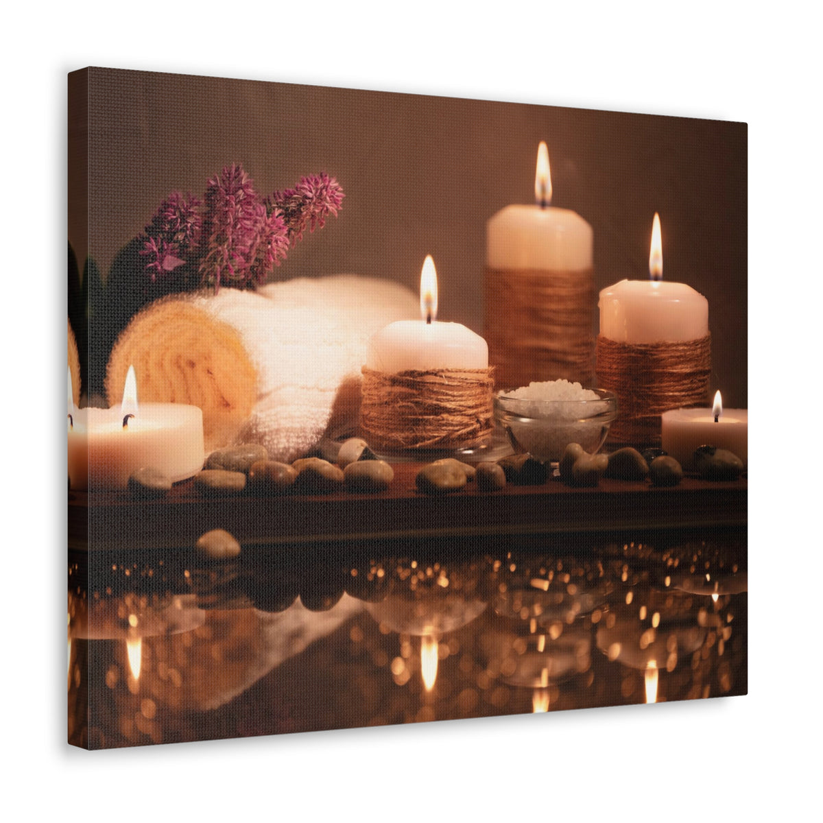 Pebbles and Aromatic Candles Forest Floral Nature Photography Canvas Wall Art for Home Decor Ready-to-Hang-Express Your Love Gifts