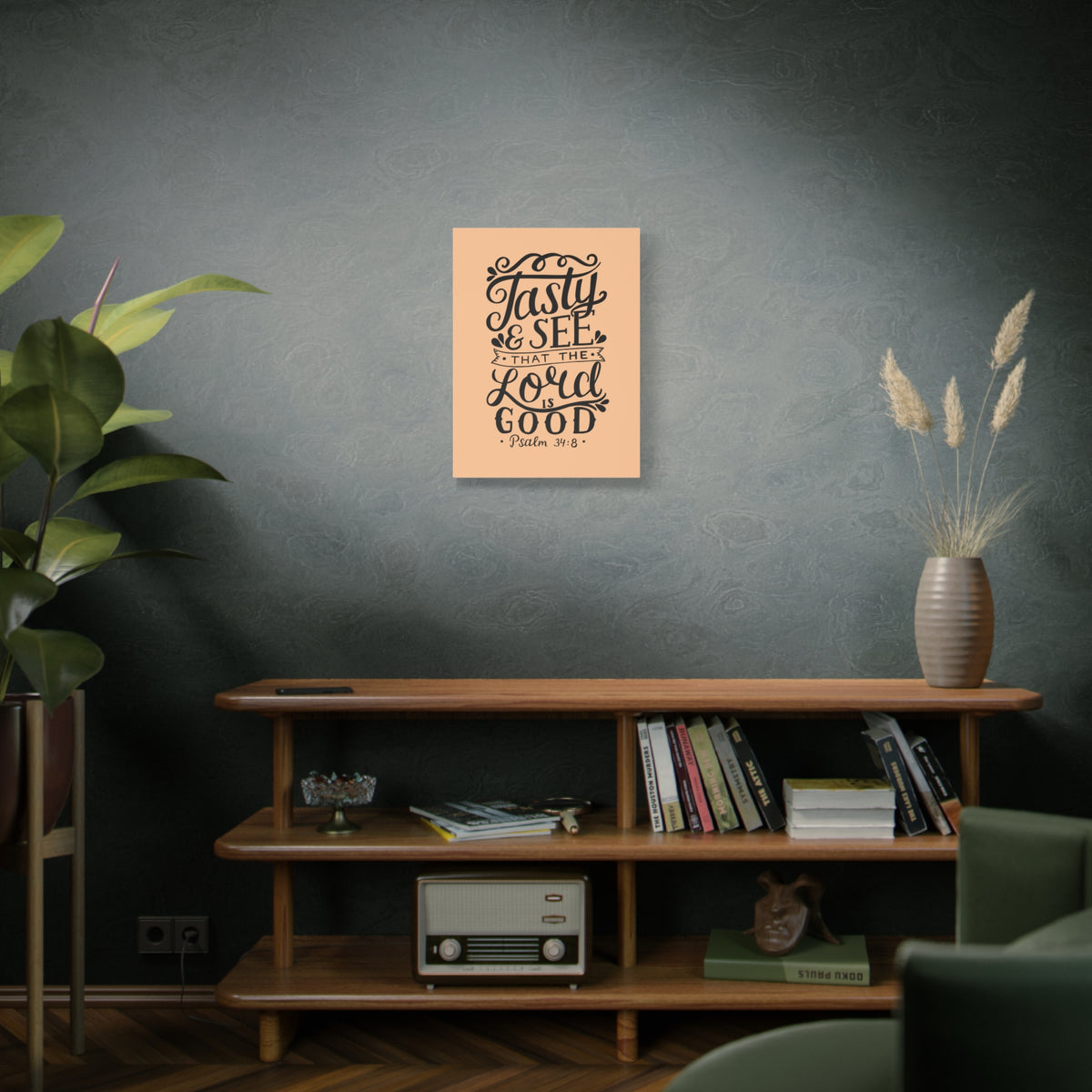 Scripture Canvas Tasty And See That Psalm 34:8 Christian Wall Art Bible Verse Print Ready To Hang-Express Your Love Gifts