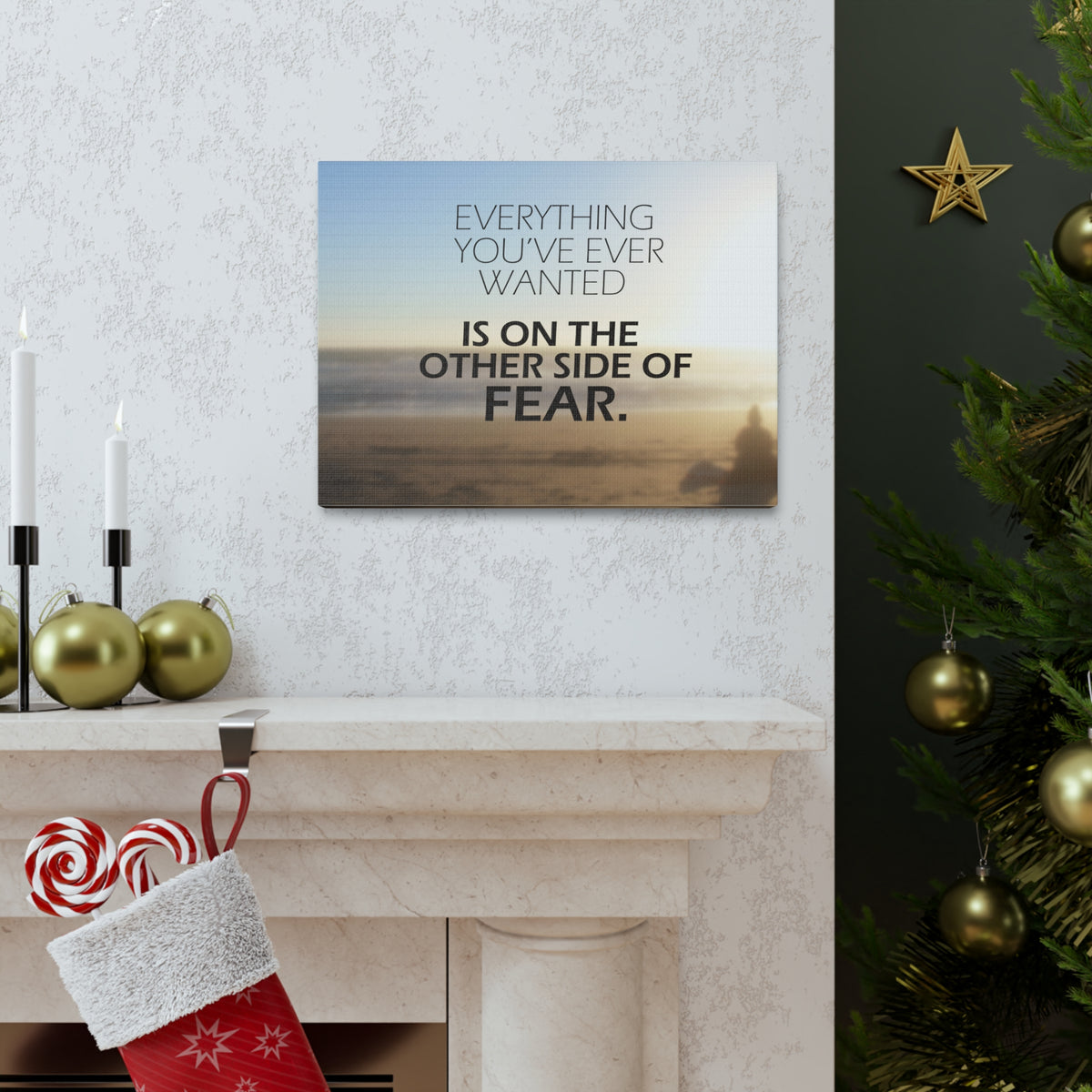 Inspirational Quote Canvas Everything You've Ever Wanted Wall Art Motivational Motto Inspiring Prints Artwork Decor Ready to Hang-Express Your Love Gifts