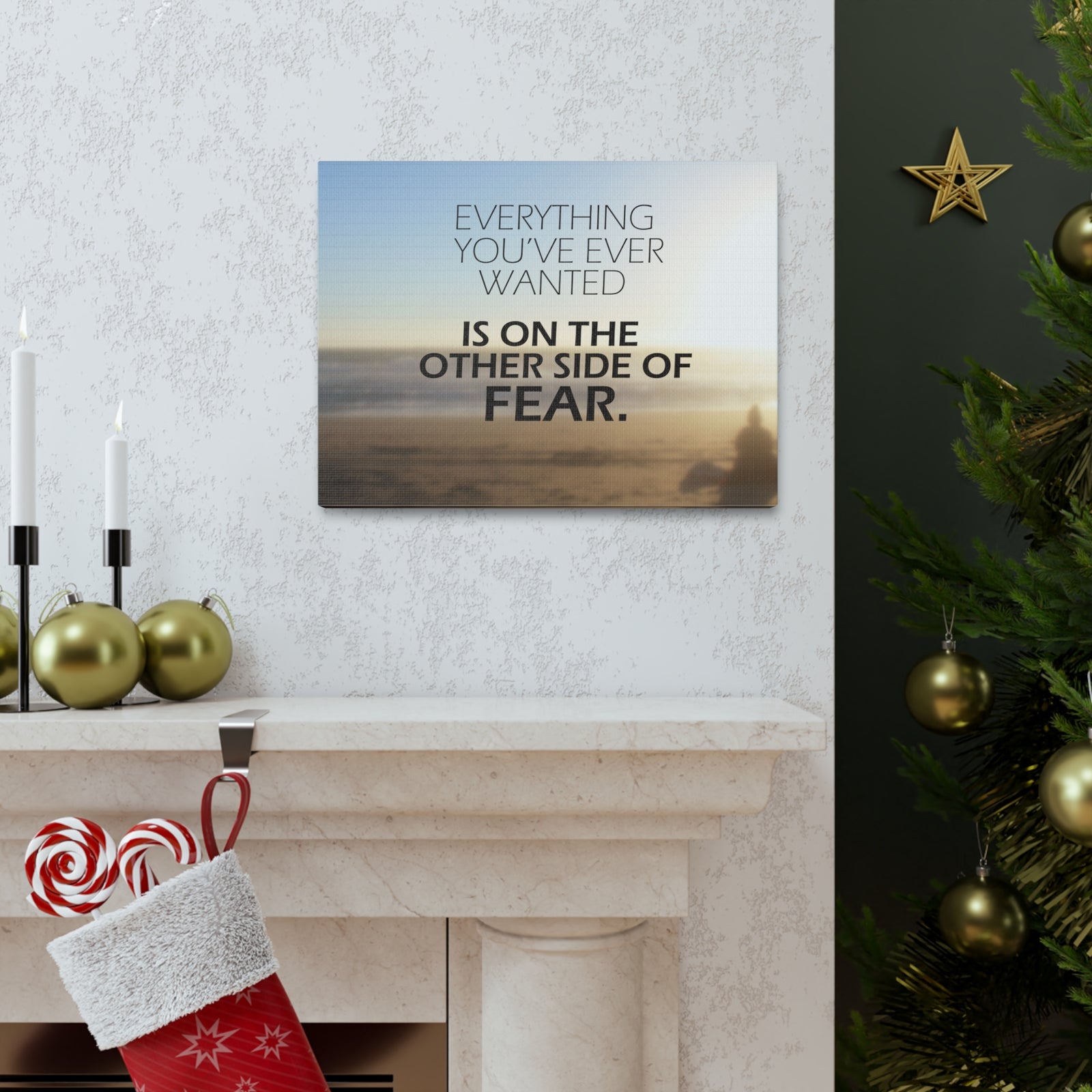 Inspirational Quote Canvas Everything You've Ever Wanted Wall Art Motivational Motto Inspiring Prints Artwork Decor Ready to Hang-Express Your Love Gifts