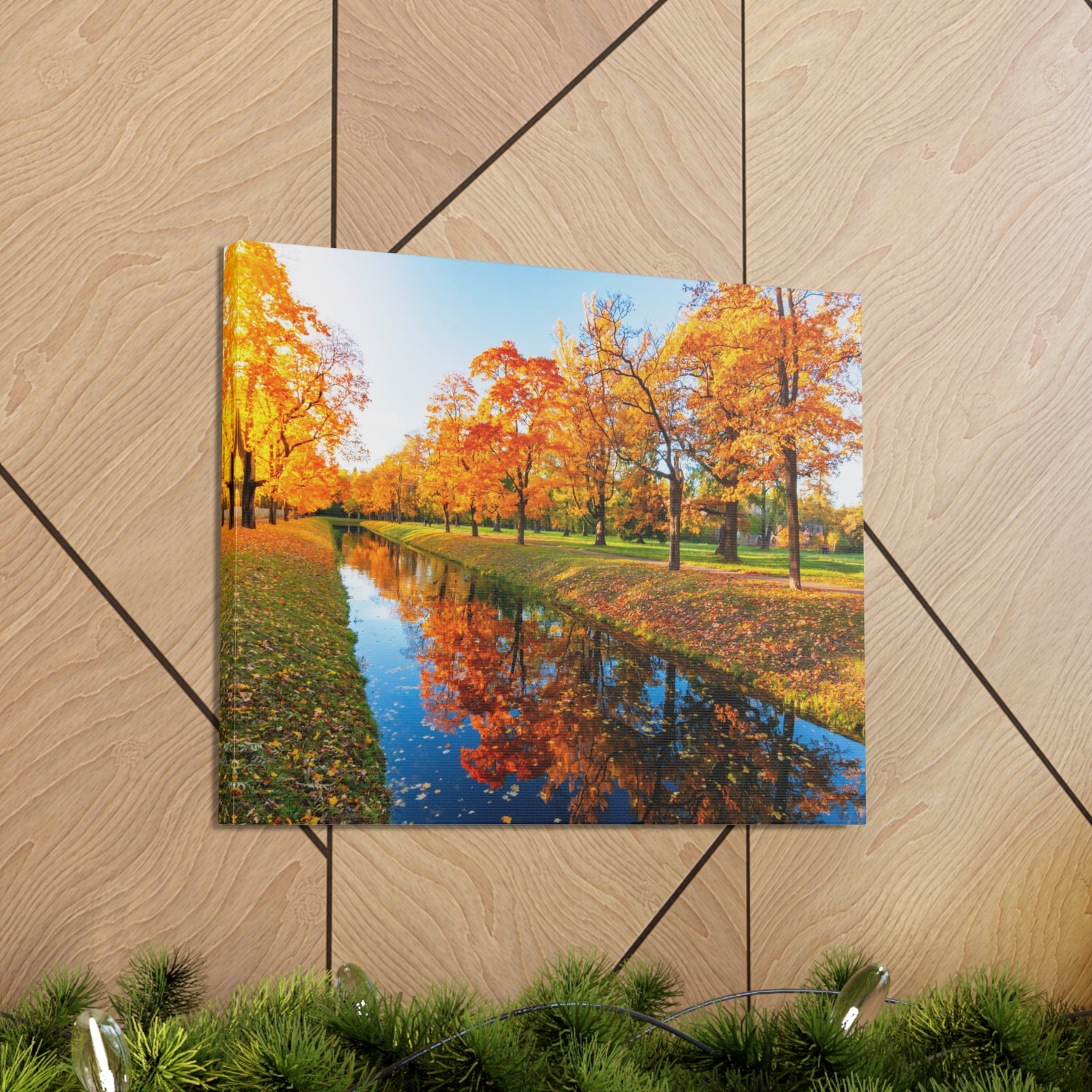 Obvodny Canal in Autumn Forest Floral Nature Photography Canvas Wall Art for Home Decor Ready-to-Hang-Express Your Love Gifts