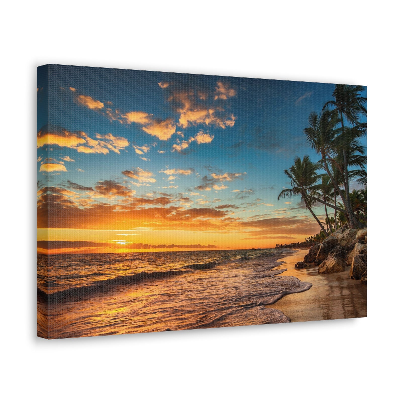 Tropical Island Beach Sunrise Ocean Canvas Wall Art for Home Decor Ready-to-Hang-Express Your Love Gifts