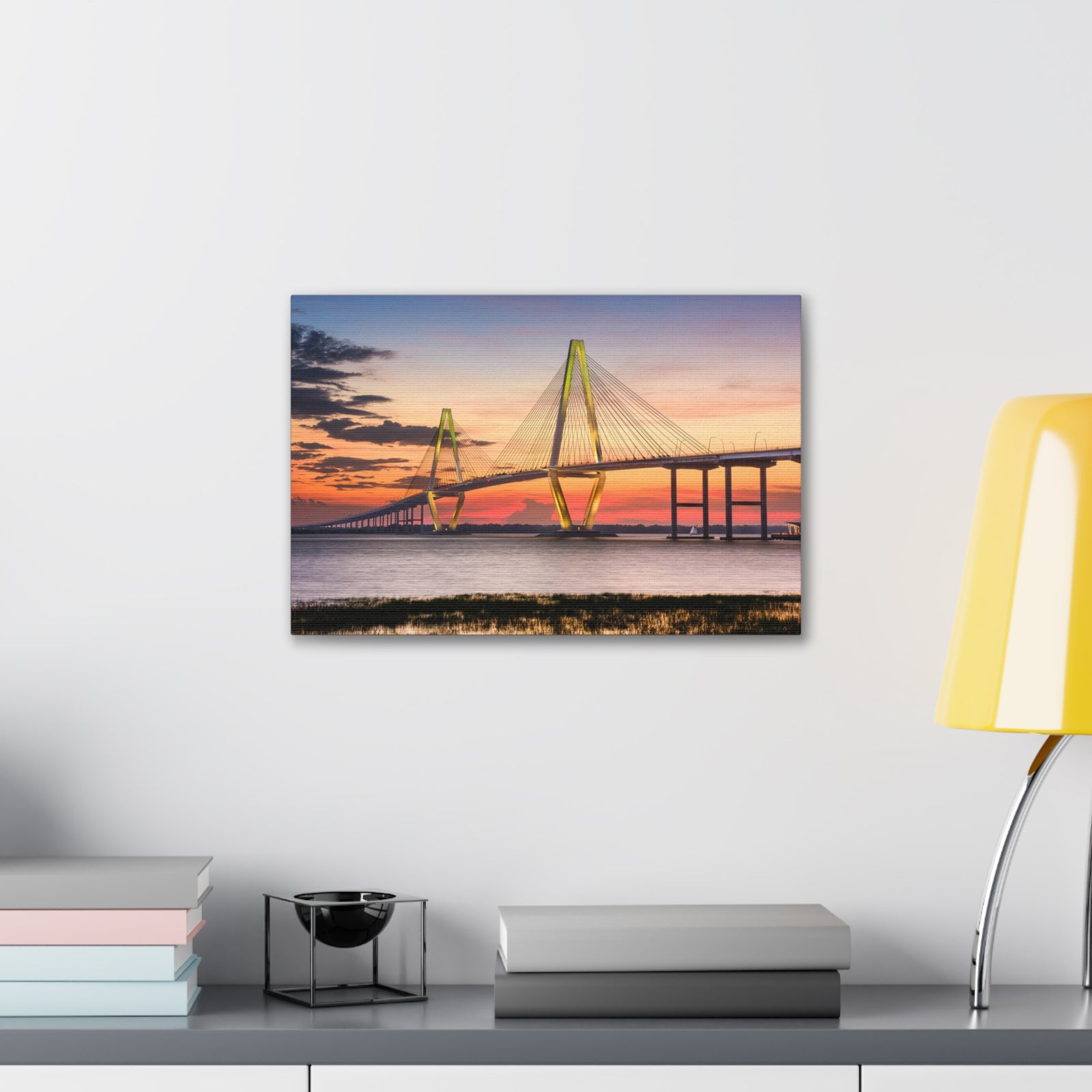 Jr Cooper River Bridge Charleston South Carolina Nature Wilderness Photography Canvas Wall Art for Home Decor Ready-to-Hang-Express Your Love Gifts