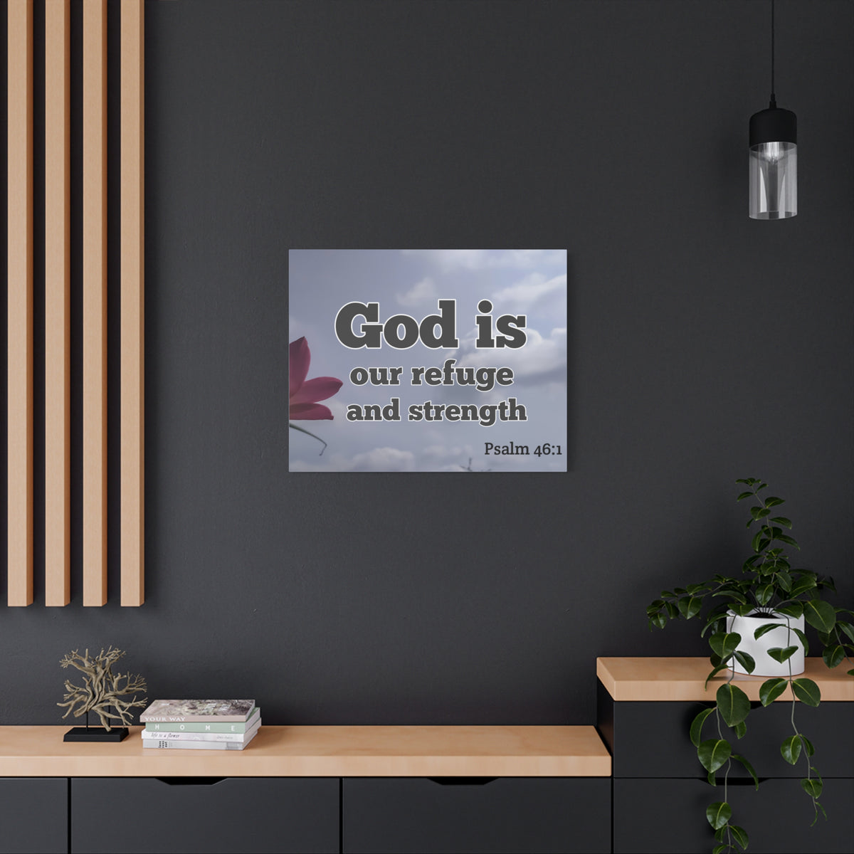 Scripture Canvas Refuge And Strength Psalm 46:1 Christian Wall Art Bible Verse Print Ready to Hang-Express Your Love Gifts