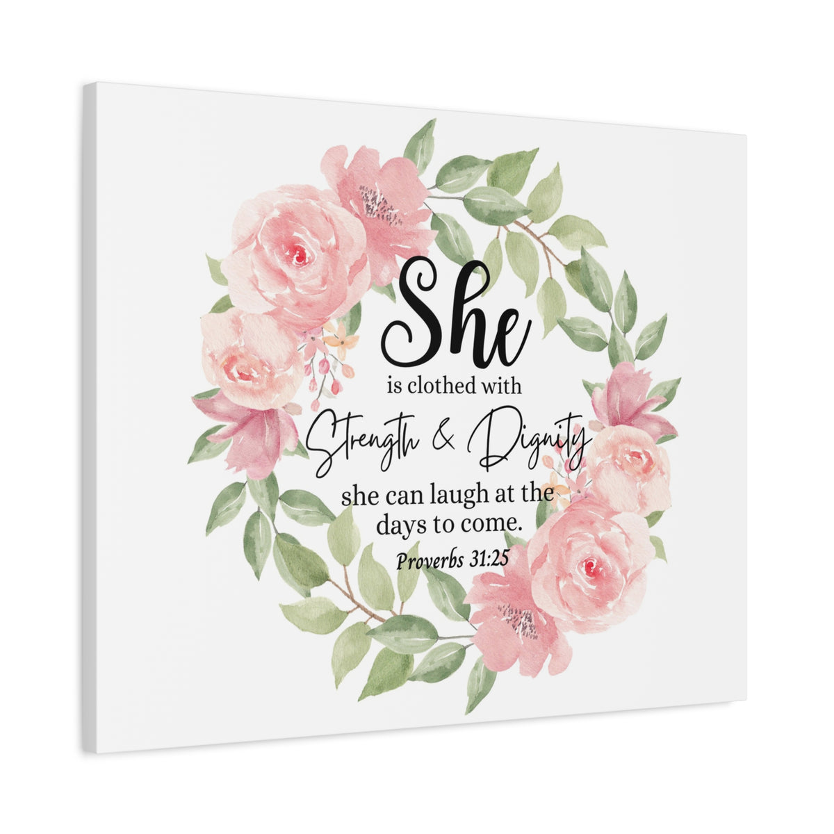 Scripture Walls Proverbs 31:25 She Has Strength and Dignity Bible Verse Canvas Christian Wall Art Ready to Hang Unframed-Express Your Love Gifts