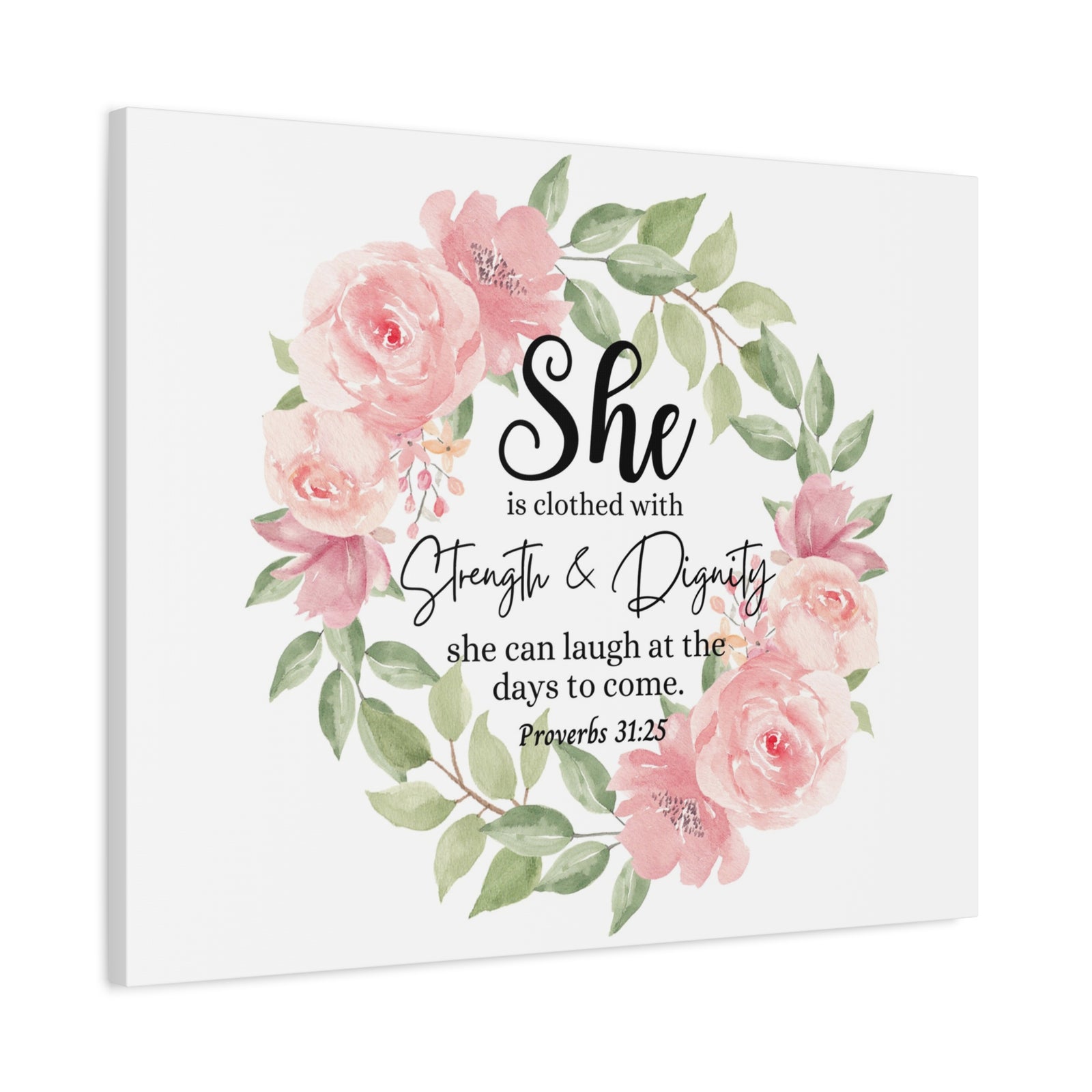 Scripture Walls Proverbs 31:25 She Has Strength and Dignity Bible Verse Canvas Christian Wall Art Ready to Hang Unframed-Express Your Love Gifts