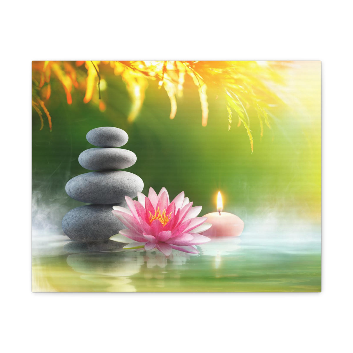 Relaxation with Massage Stones Forest Floral Nature Photography Canvas Wall Art for Home Decor Ready-to-Hang-Express Your Love Gifts