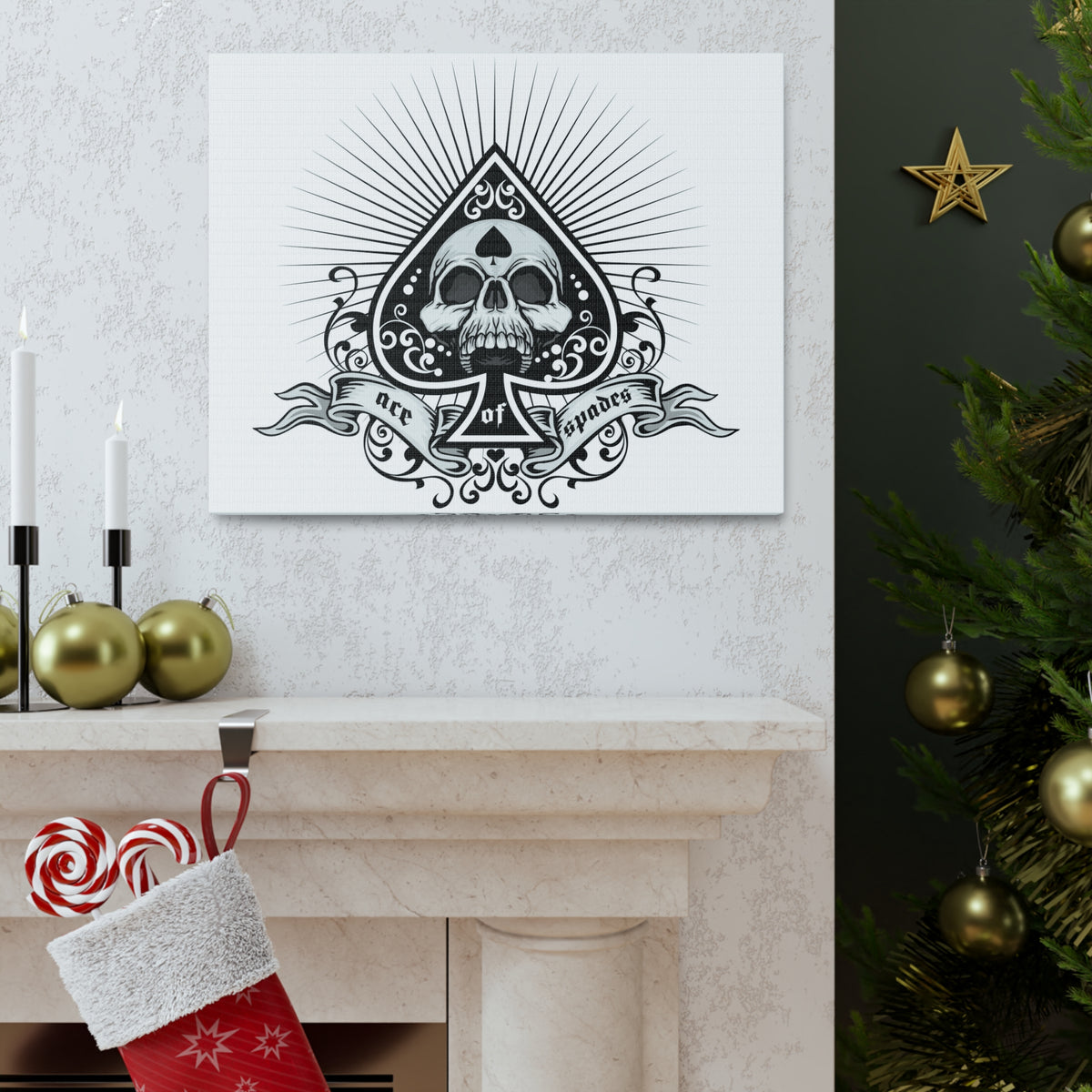 Grunge Ace of Spades Playing Card Canvas Wall Art for Home Decor Ready-to-Hang-Express Your Love Gifts