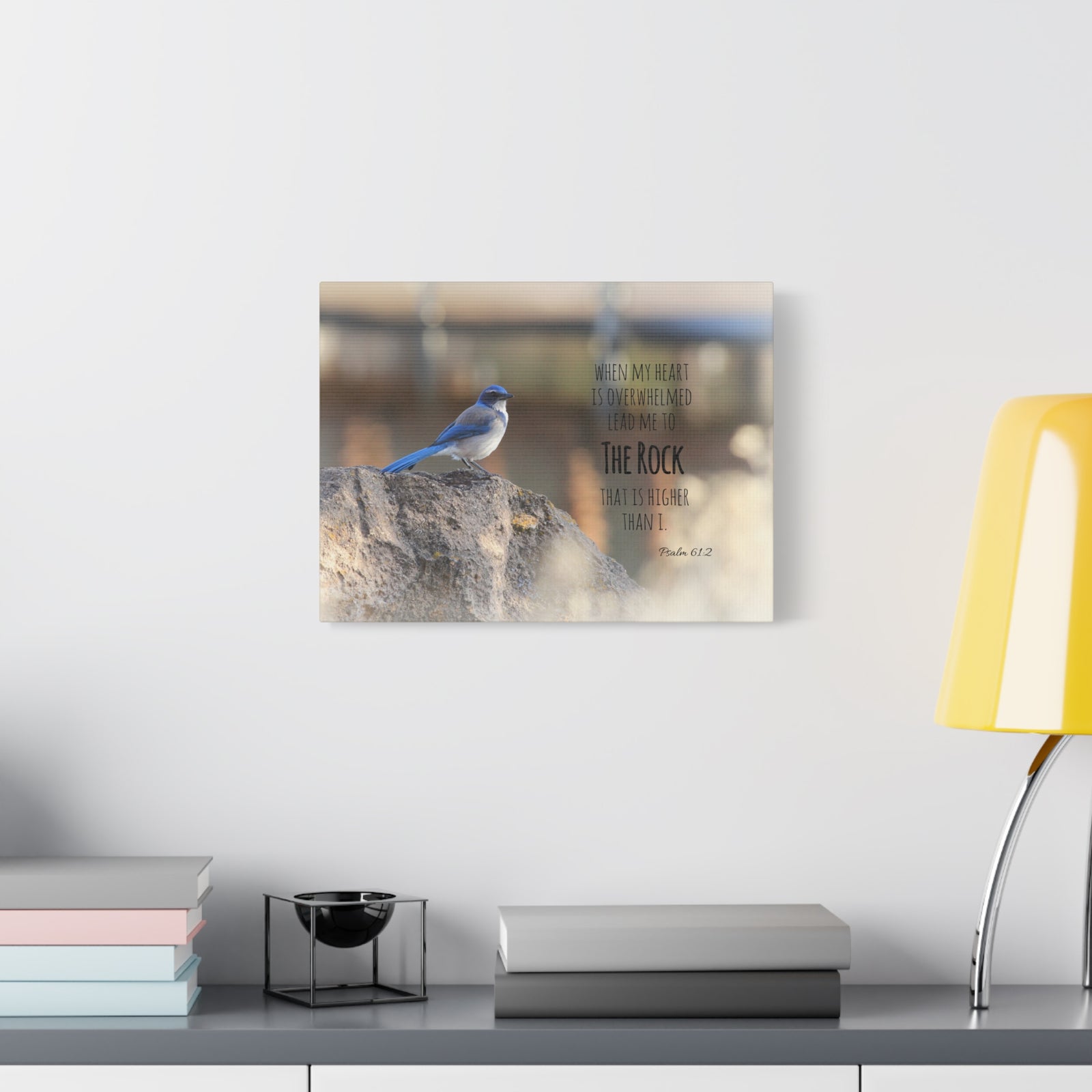 Scripture Canvas Higher Than I Psalm 61:2 Christian Wall Art Bible Verse Print Ready to Hang-Express Your Love Gifts