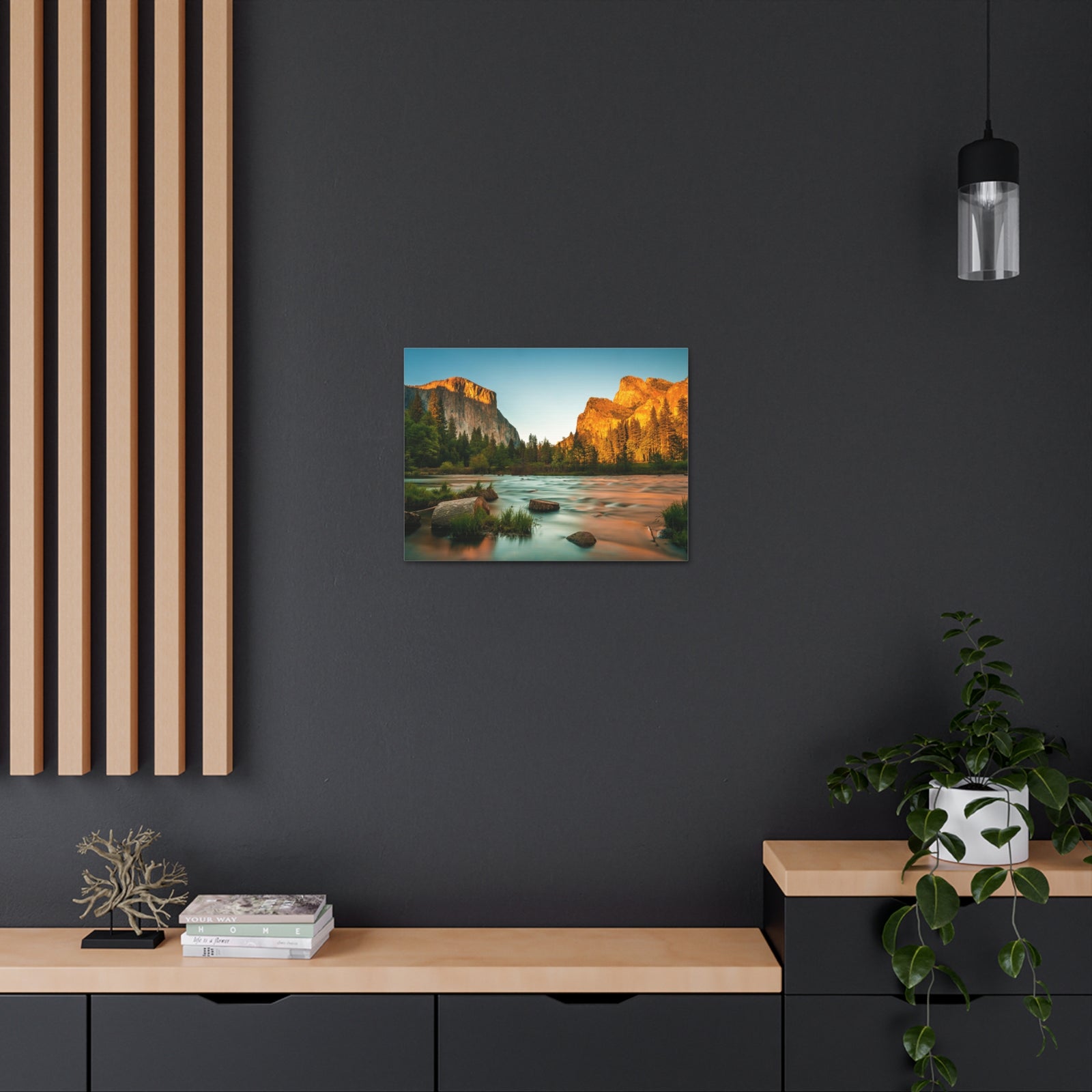 Mountain Valley Golden Hour Nature Wilderness Photography Canvas Wall Art for Home Decor Ready-to-Hang-Express Your Love Gifts