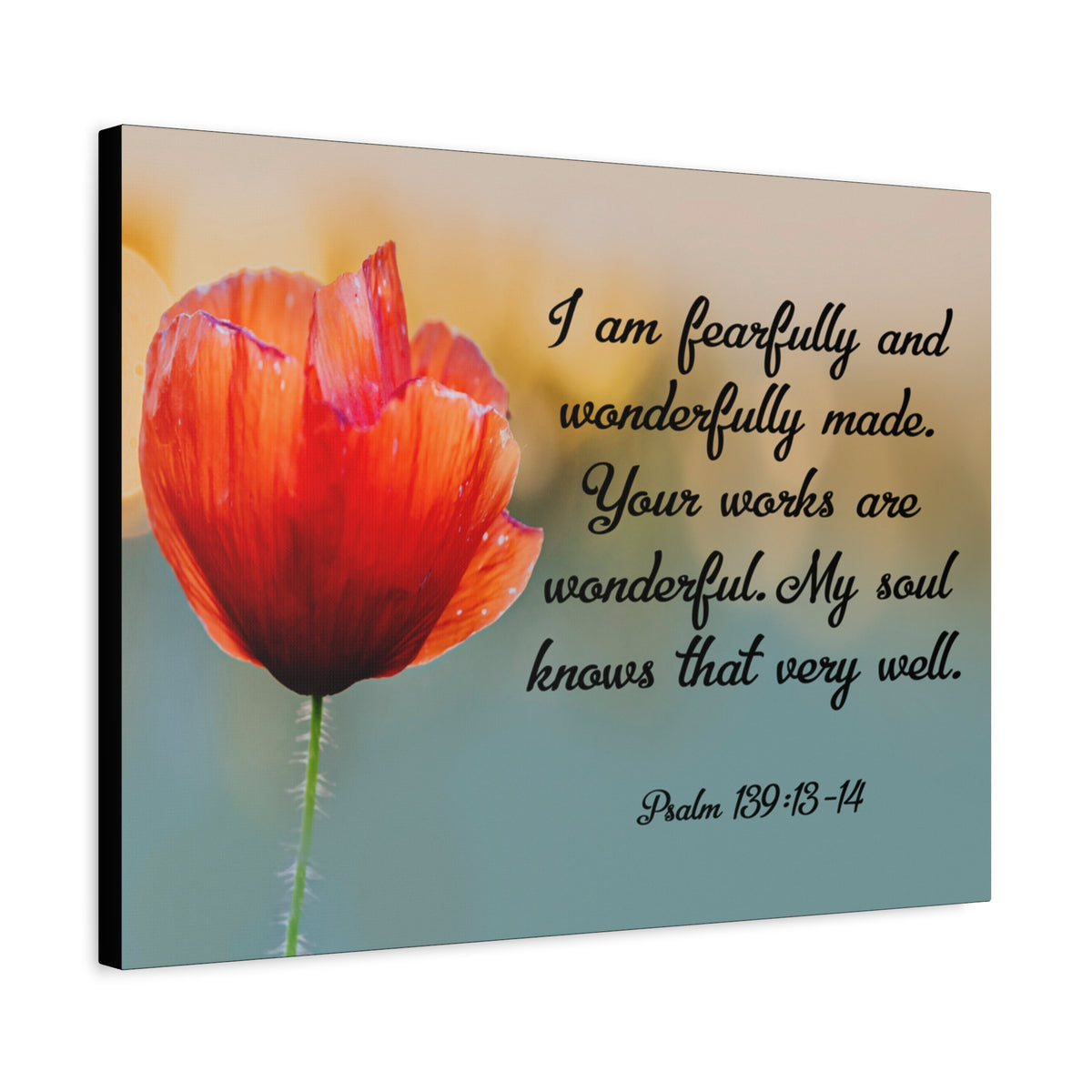 Bible Verse Canvas I Am Fearfully and Wonderfully Made Psalm 139:13-14 Christian Home Décor Wall Art Scripture Ready to Hang Faith Print-Express Your Love Gifts