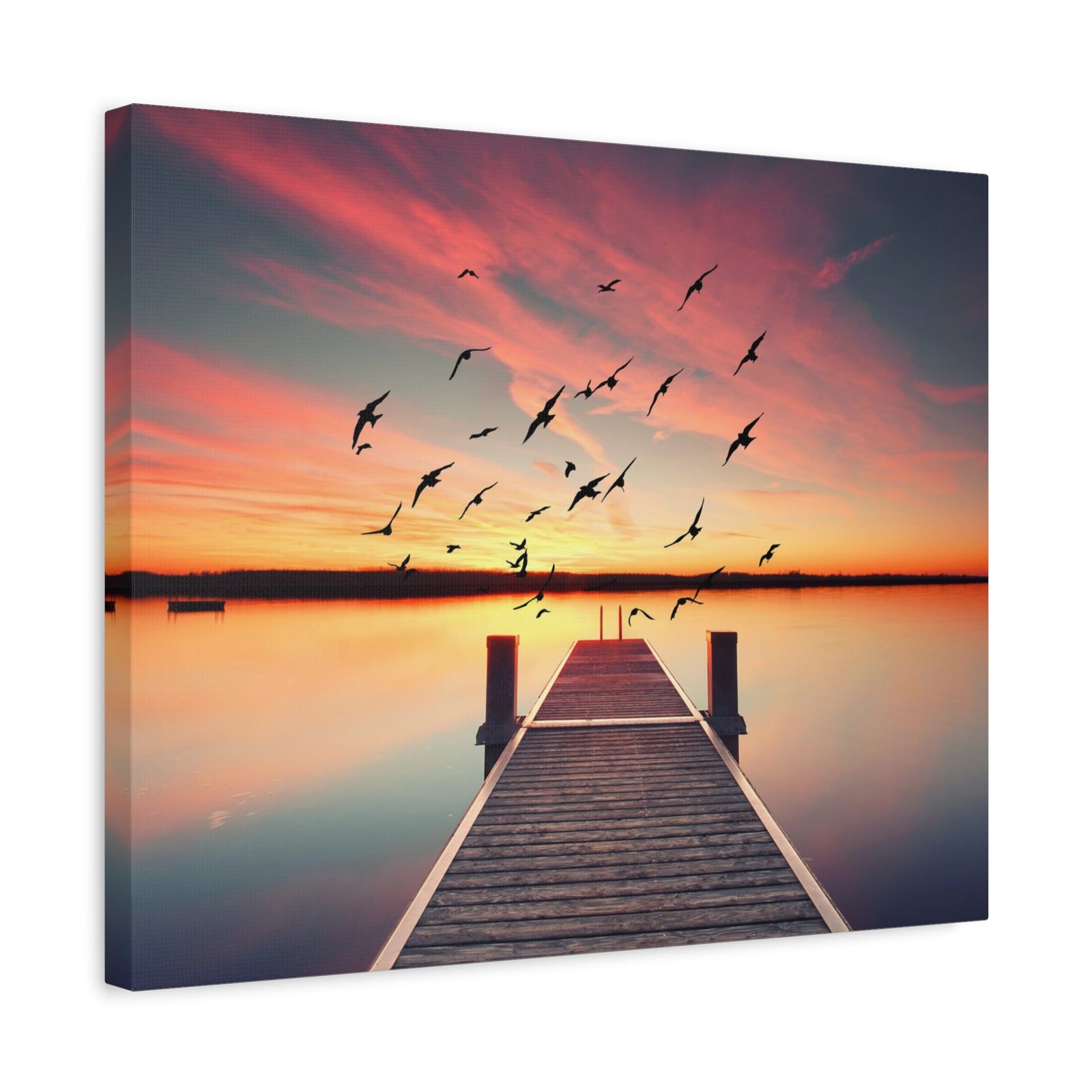 Evening Beach Pier Nature Wilderness Photography Canvas Wall Art for Home Decor Ready-to-Hang-Express Your Love Gifts