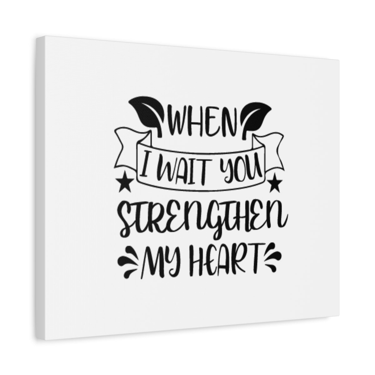 Scripture Canvas Strengthen My Heart Psalm 27:14 Leaves Christian Wall Art Bible Verse Print Ready to Hang-Express Your Love Gifts