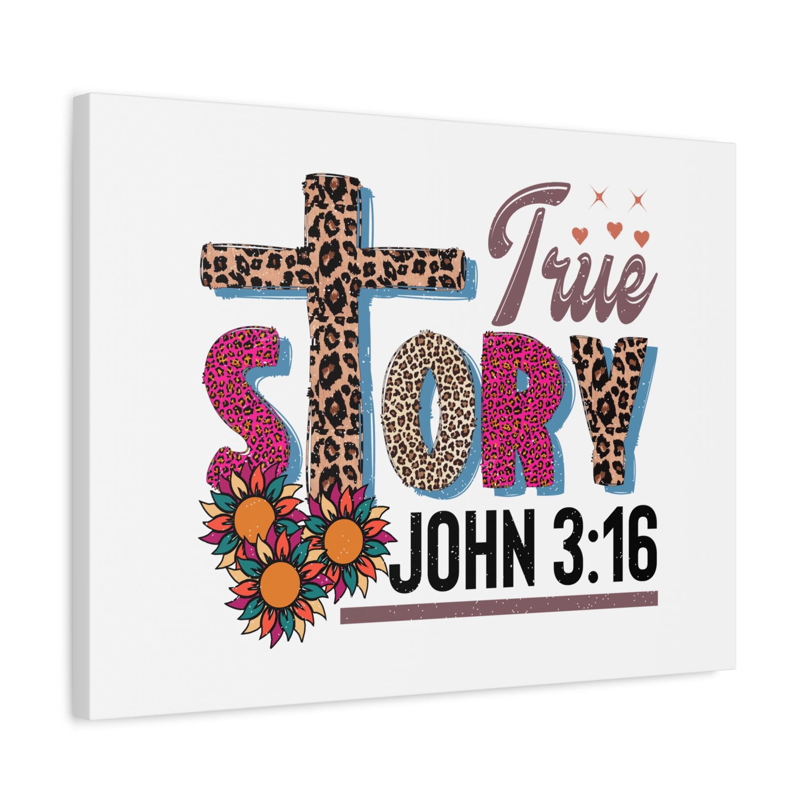 Scripture Walls John 3:16 True Story Bible Verse Canvas Christian Wall Art Ready to Hang Unframed-Express Your Love Gifts