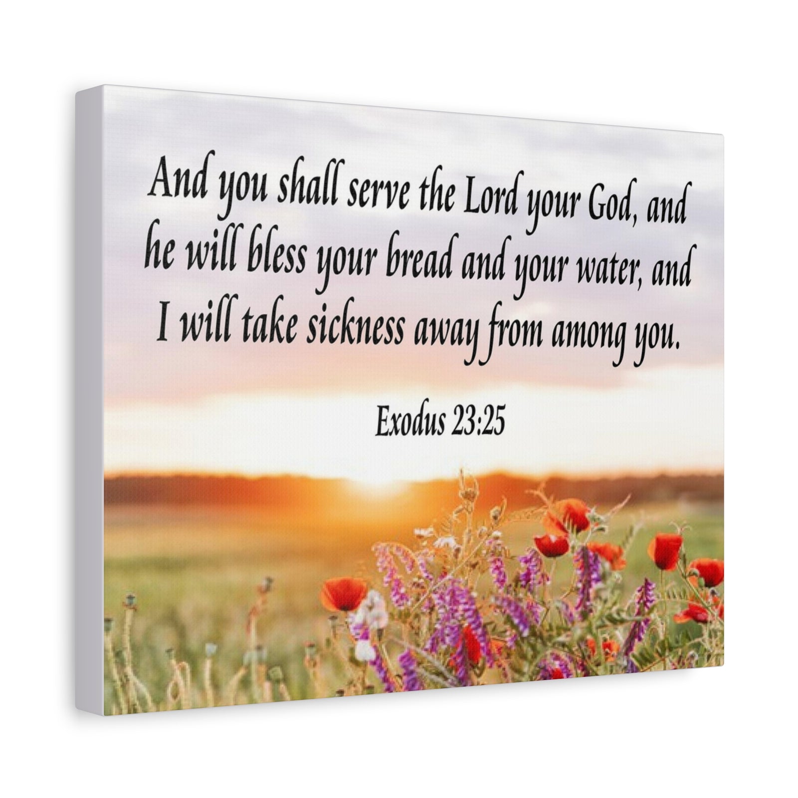 Bible Verse Canvas And You Shall Serve the Lord Exodus 23:25 Scripture Wall Art Christian Home Decor-Express Your Love Gifts