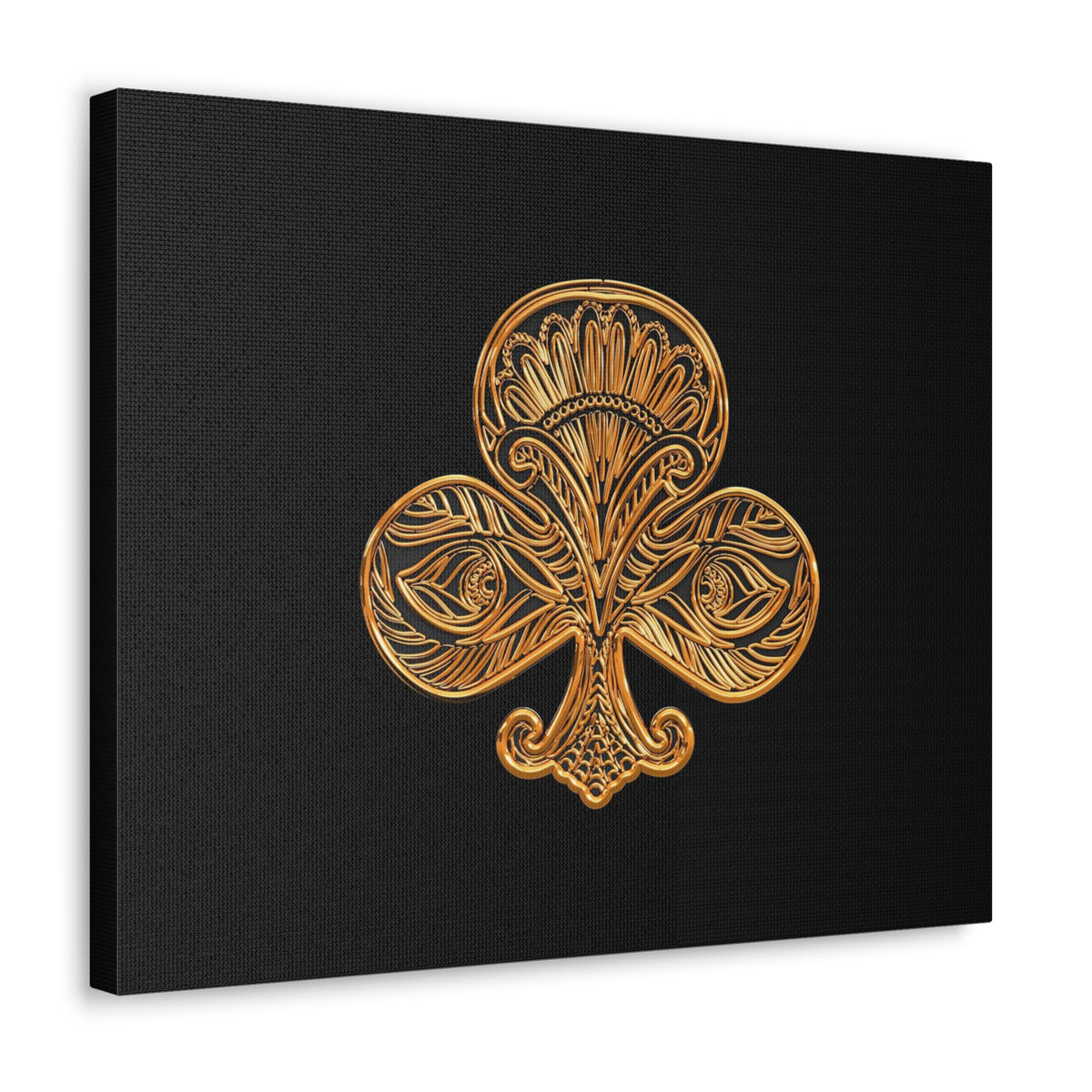 3D Gold Clubs Playing Card Canvas Wall Art for Home Decor Ready-to-Hang-Express Your Love Gifts