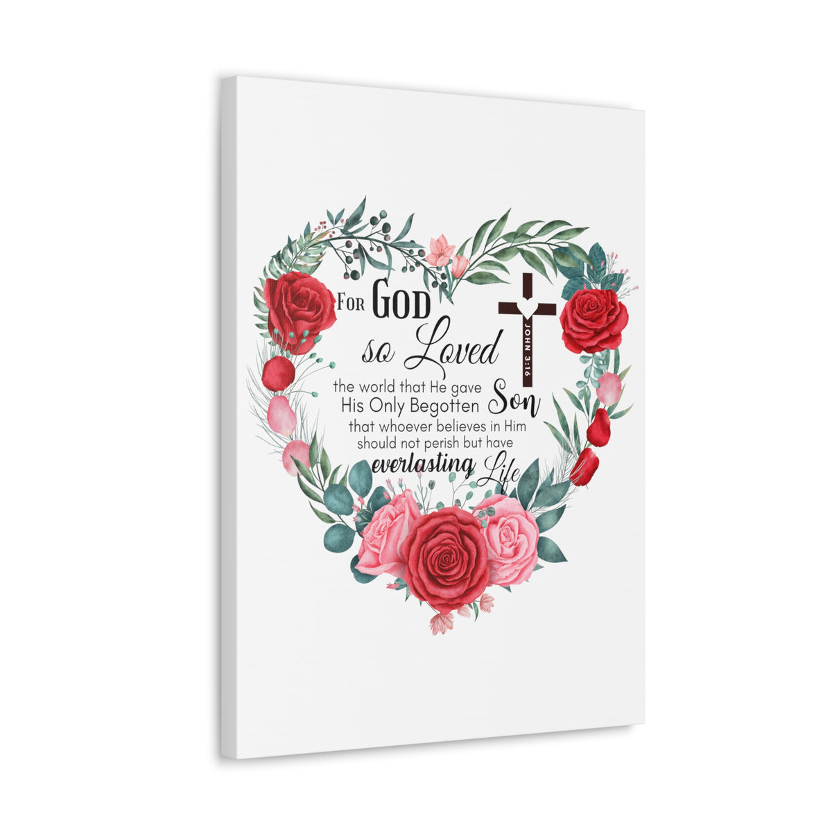 Scripture Walls John 3:16 Everlasting Life Bible Verse Canvas Christian Wall Art Ready to Hang Unframed-Express Your Love Gifts