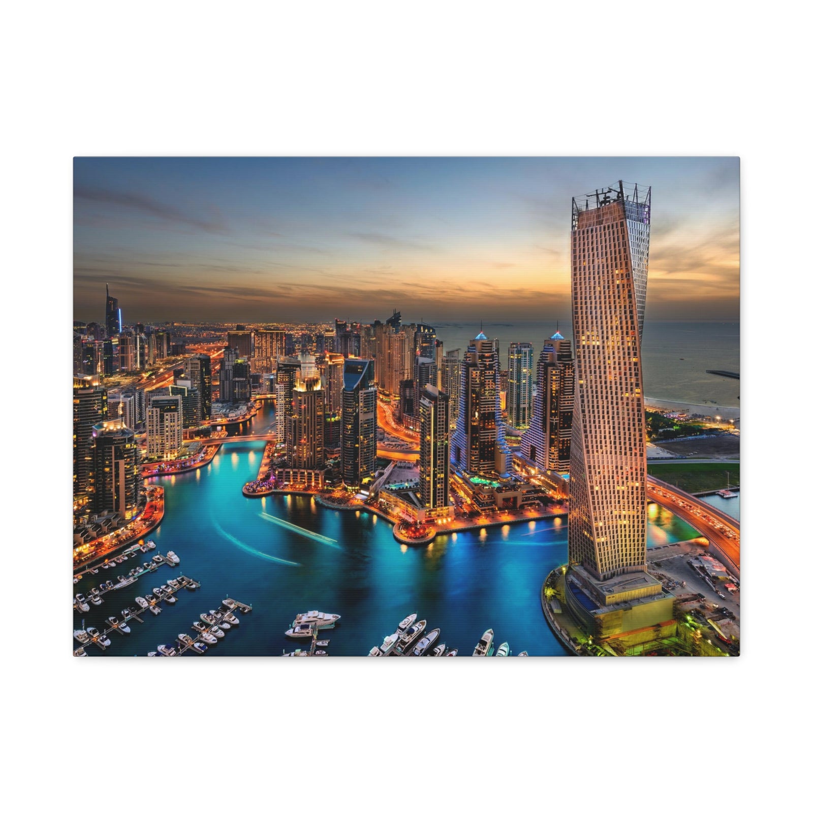 Dubai Night Skyline Canvas Artwork High-Quality Breathtaking Stunning Cityscape for Home Decor Ready to Hang-Express Your Love Gifts