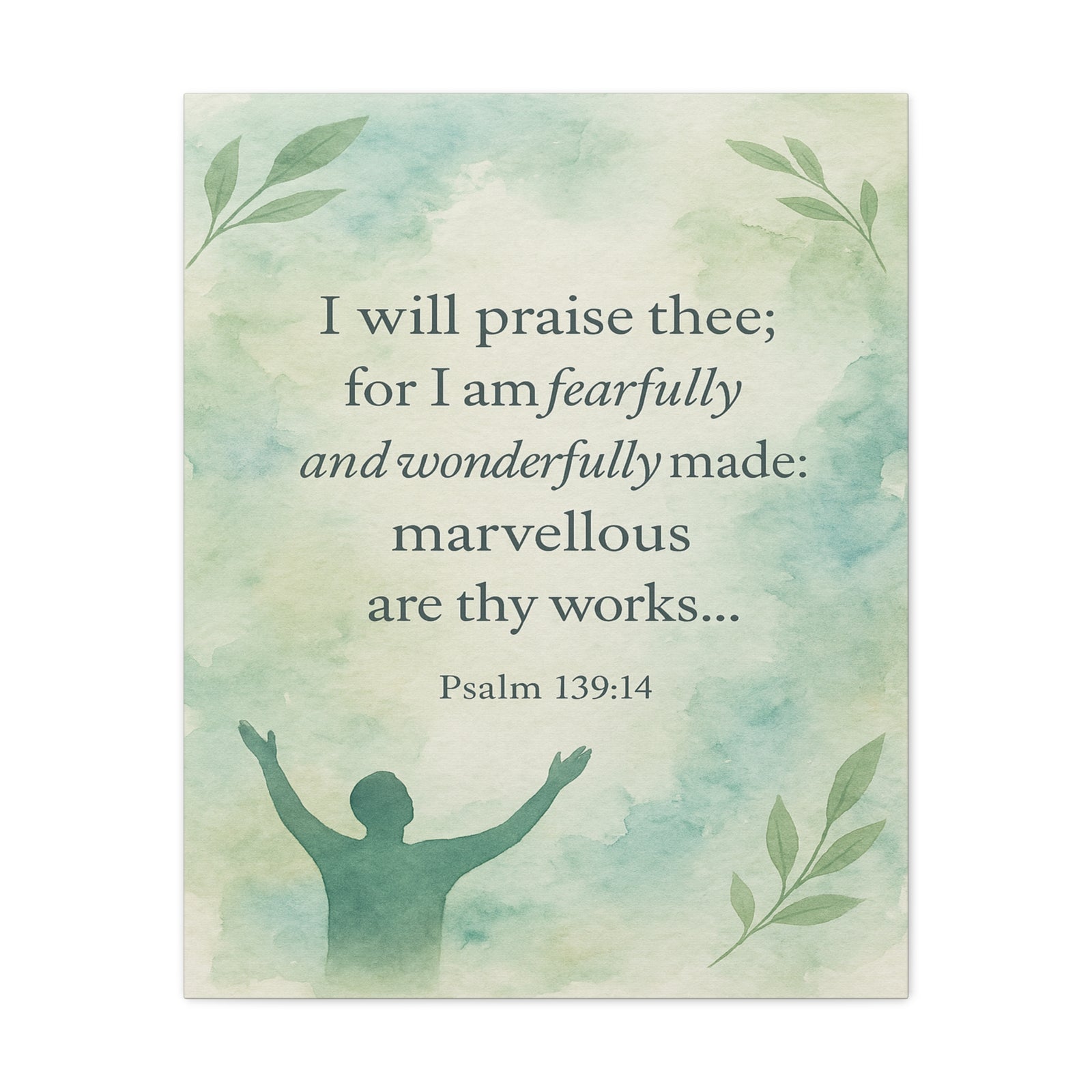 Bible Verse Canvas Psalm 139:14 Christian Home Décor Wall Art Scripture Ready to Hang Faith Print-Express Your Love Gifts