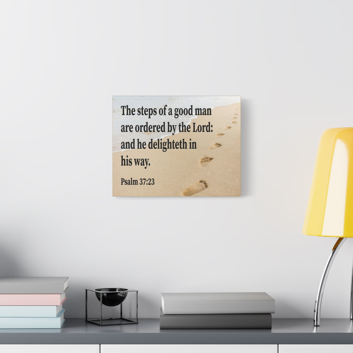 Scripture Walls Psalm 37:23 Steps of a Good Man Scripture Bible Verse Canvas Christian Wall Art Ready to Hang Unframed-Express Your Love Gifts