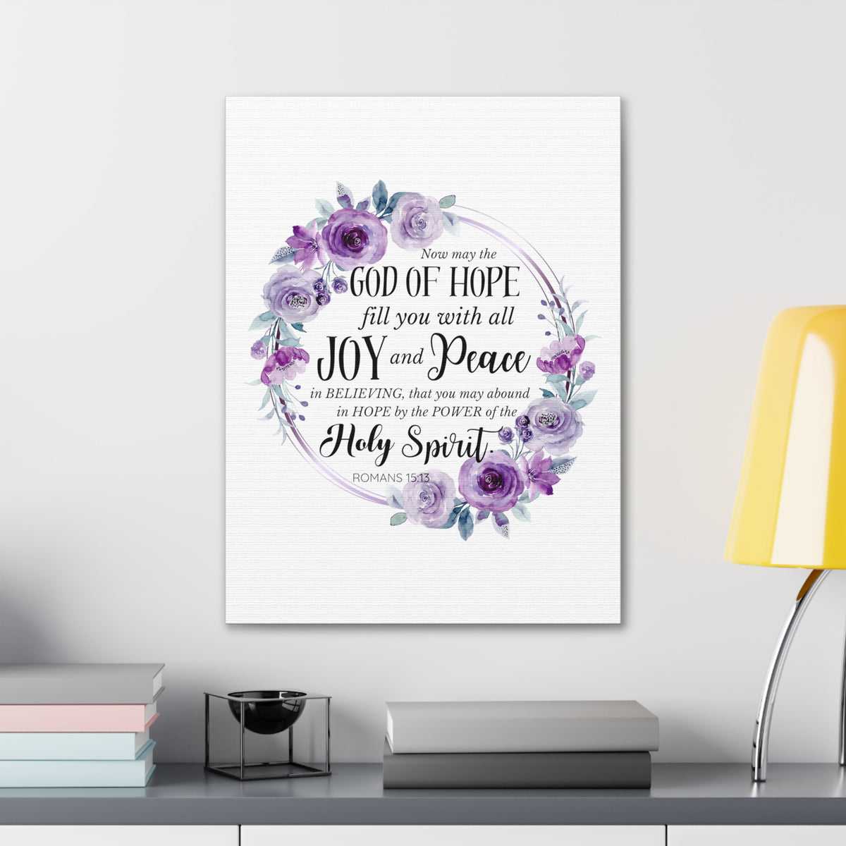 Scripture Walls Romans 15:13 Joy and Peace Wreath Bible Verse Canvas Christian Wall Art Ready to Hang Unframed-Express Your Love Gifts