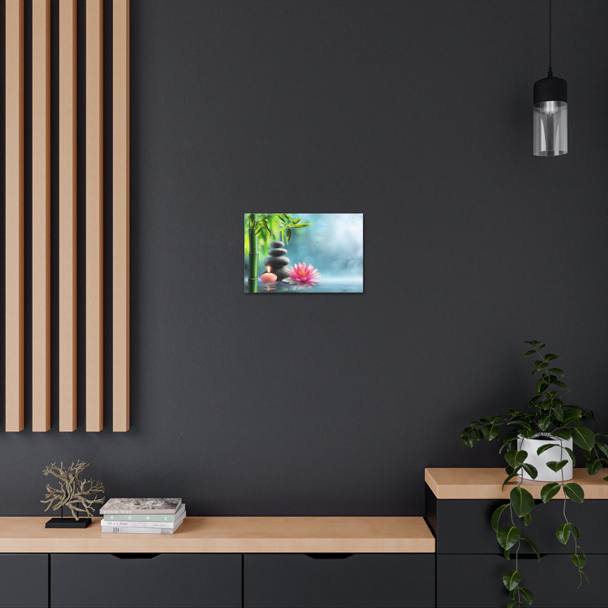 Massage Stones and Waterlily Forest Floral Nature Photography Canvas Wall Art for Home Decor Ready-to-Hang-Express Your Love Gifts