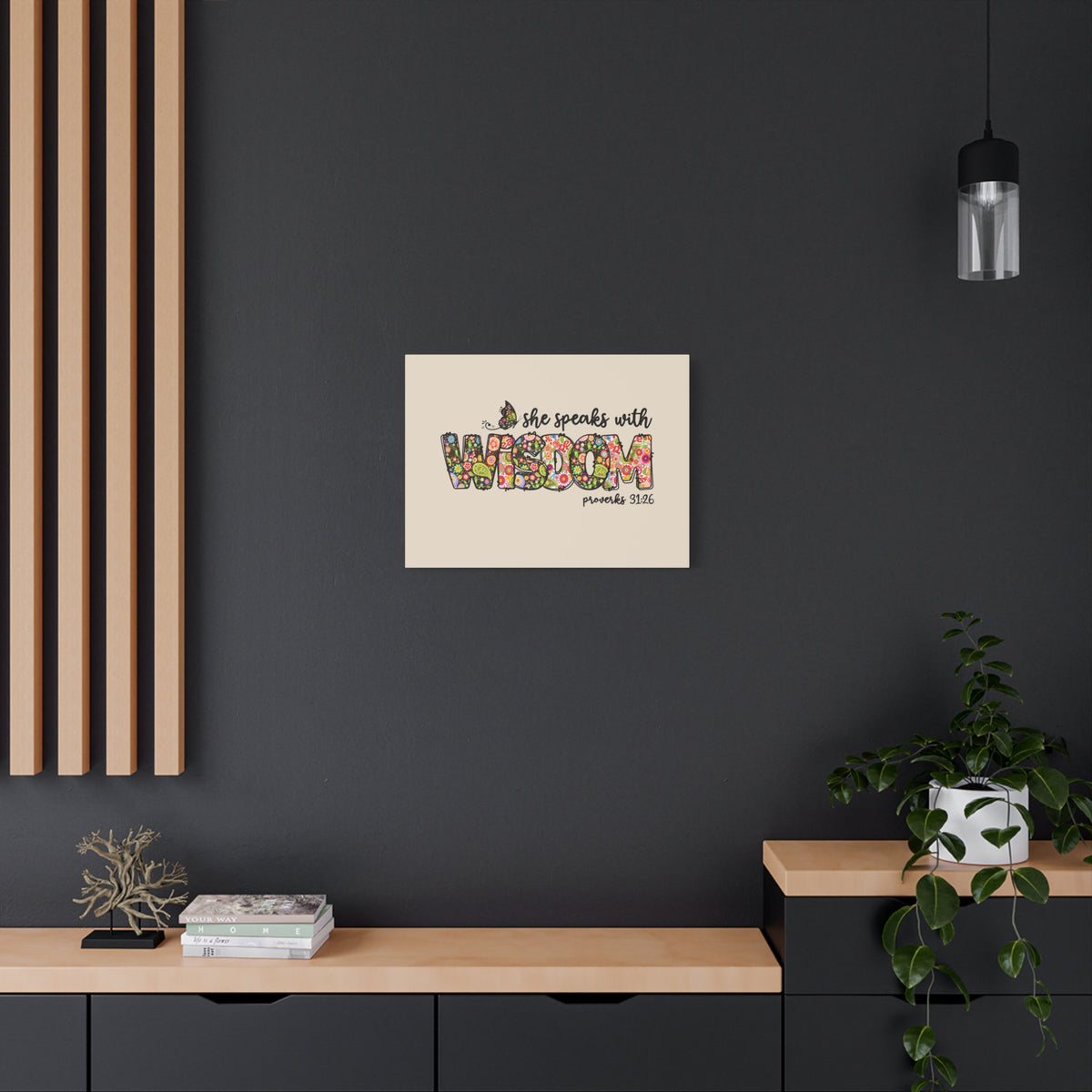 Scripture Walls She Speaks With Wisdom Proverbs 31:26 Bible Verse Canvas Christian Wall Art Ready to Hang-Express Your Love Gifts