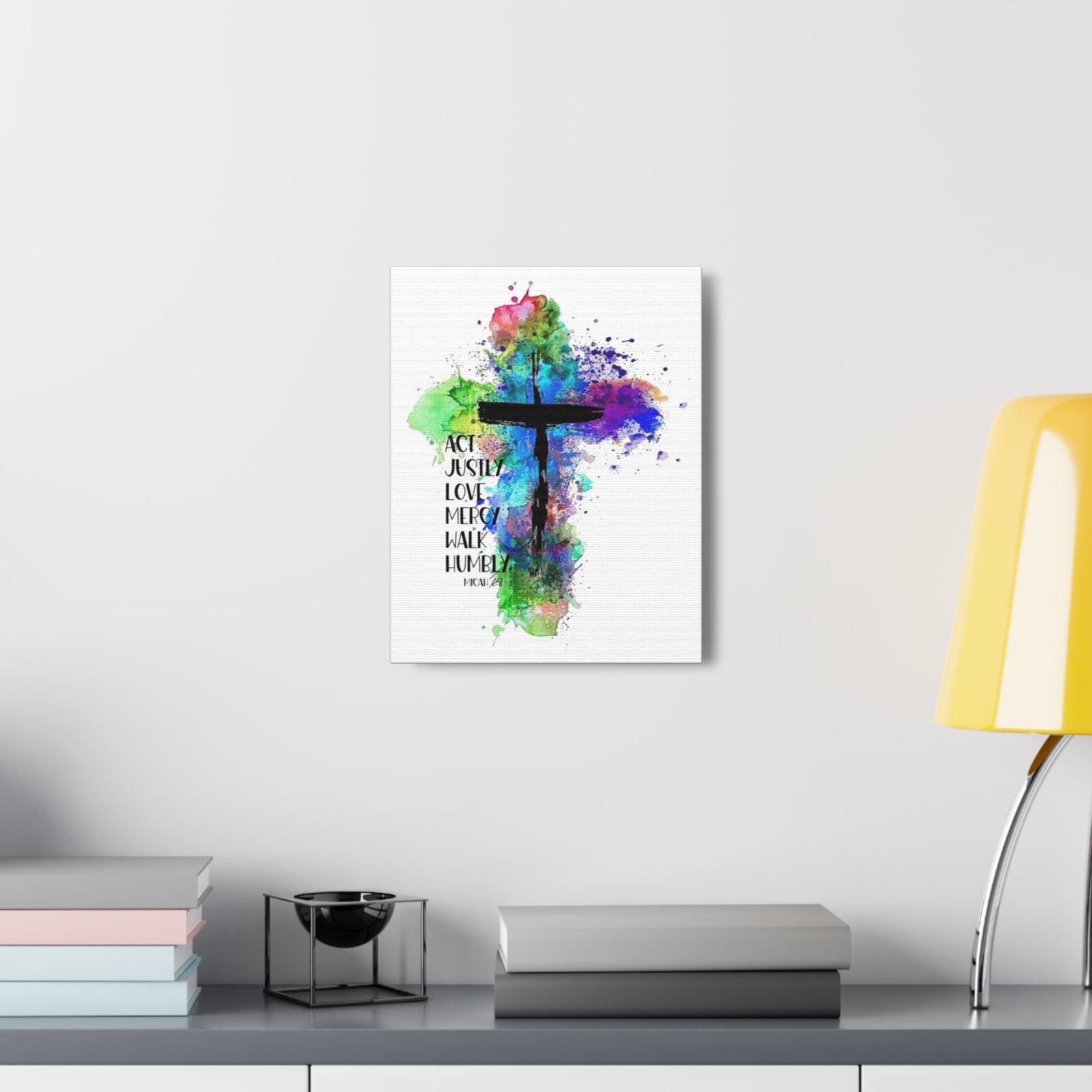 Scripture Walls Micah 6:8 Act Justly Distressed Cross Bible Verse Canvas Christian Wall Art Ready to Hang Unframed-Express Your Love Gifts