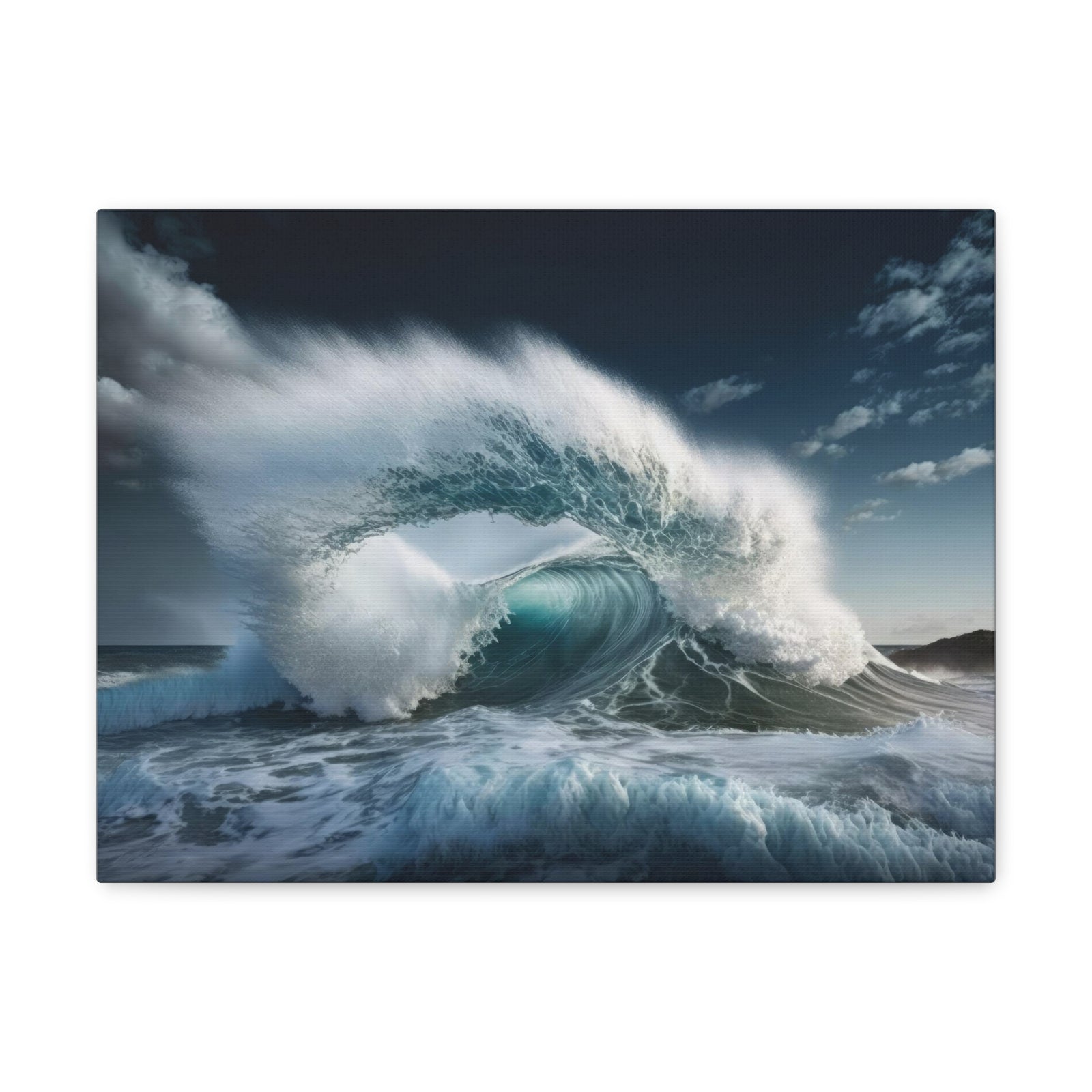 High Waves Against Blue Sky Ocean Canvas Wall Art for Home Decor Ready-to-Hang-Express Your Love Gifts