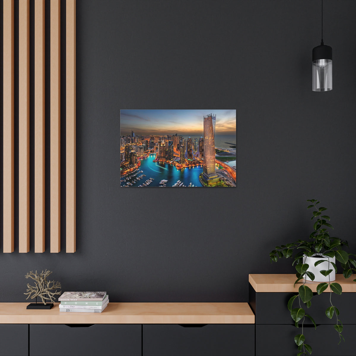 Dubai Night Skyline Canvas Artwork High-Quality Breathtaking Stunning Cityscape for Home Decor Ready to Hang-Express Your Love Gifts